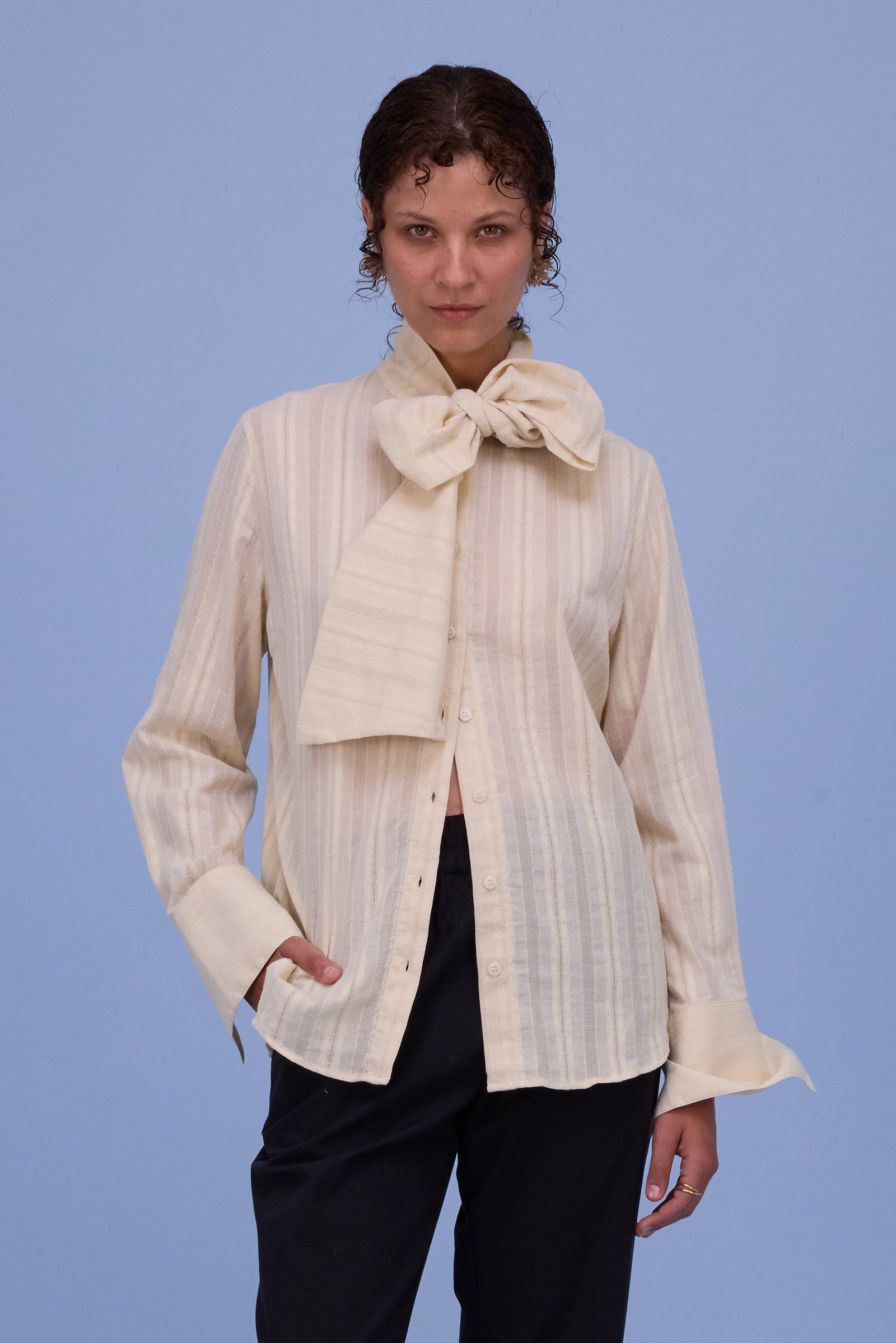 Gilou hemd in papyrus french cotton