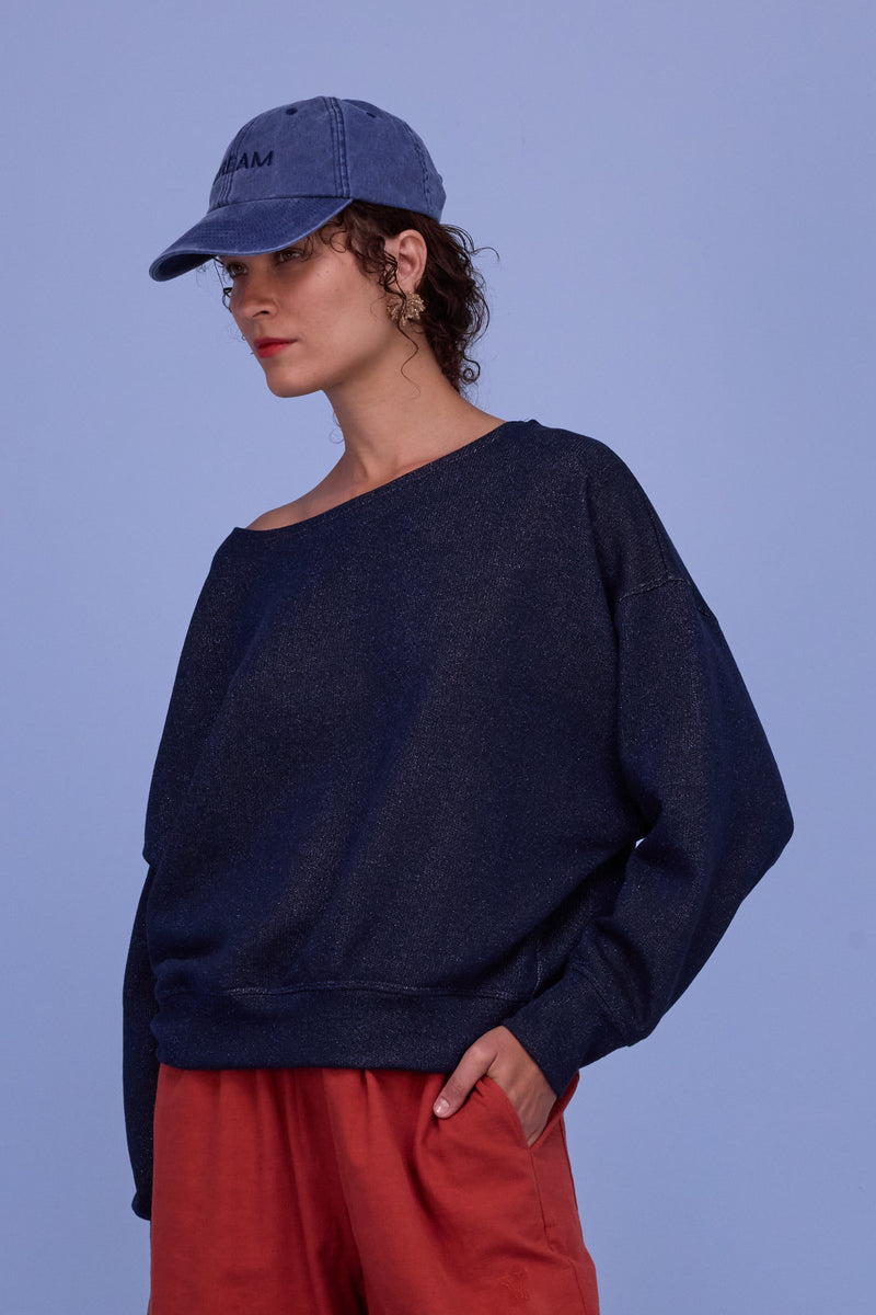 Gisele sweater in night blue lurex
