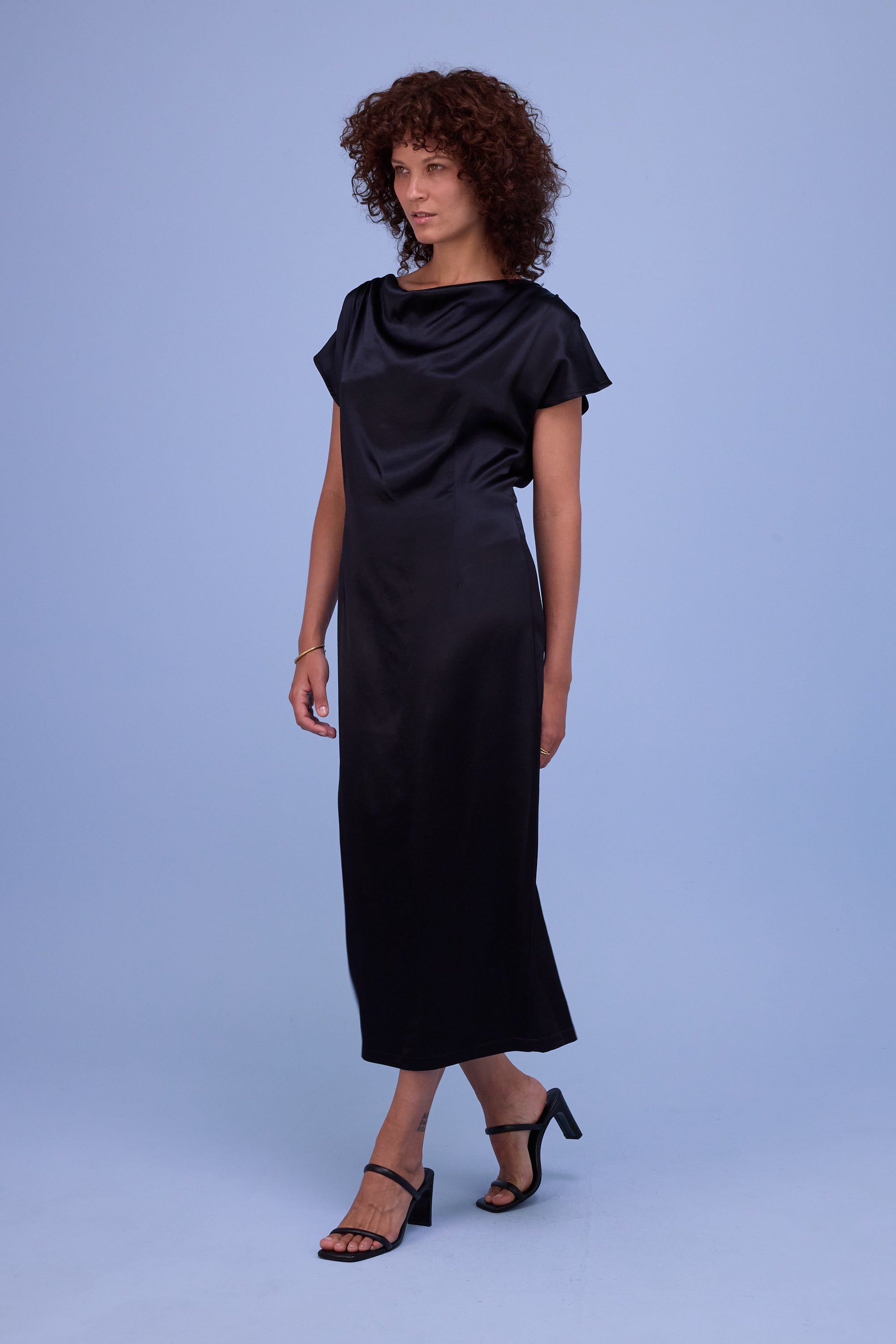 Hortense jurk in shiny black