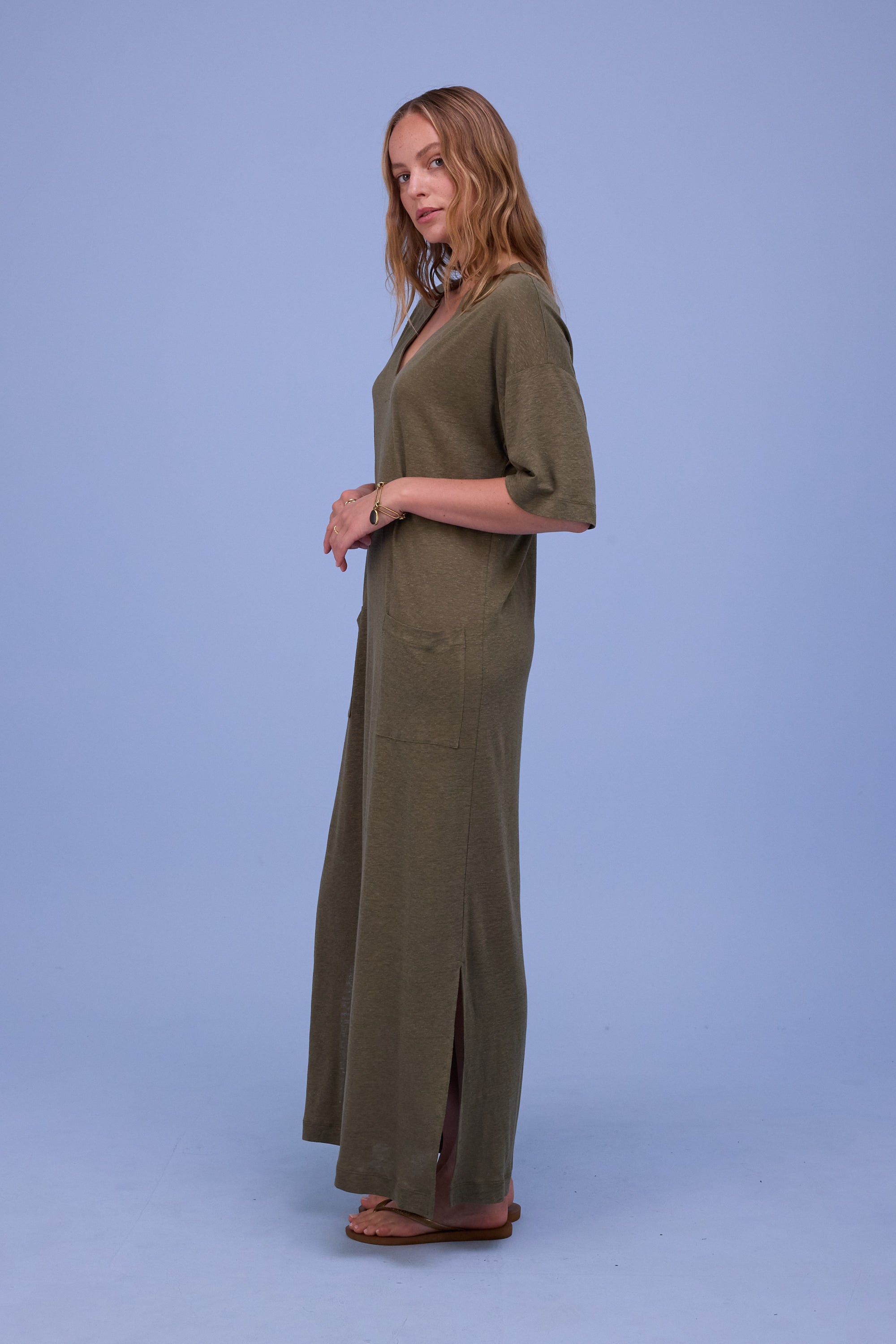 Funic jurk in dark olive