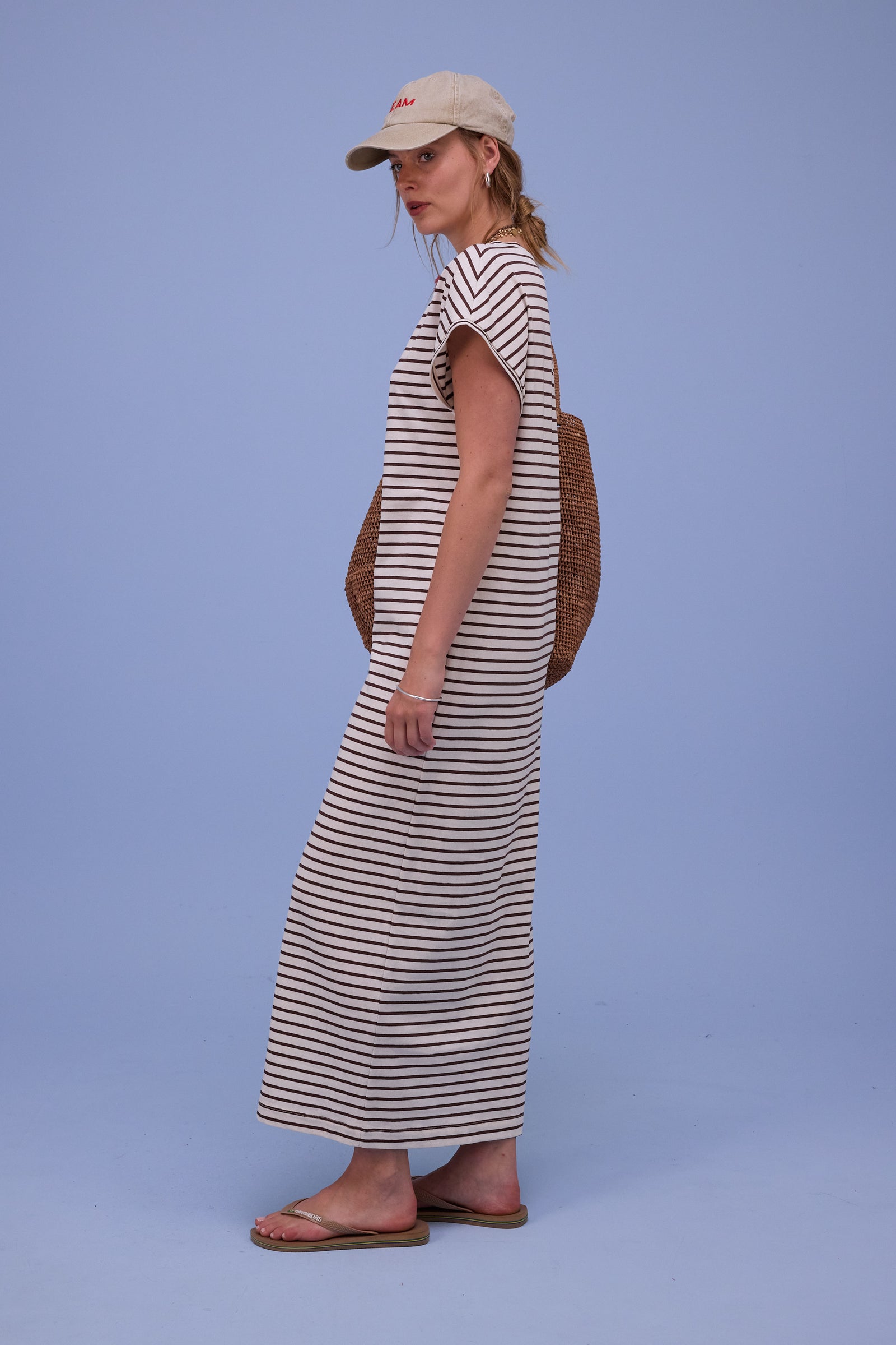 Denise dress in brown breton stripes