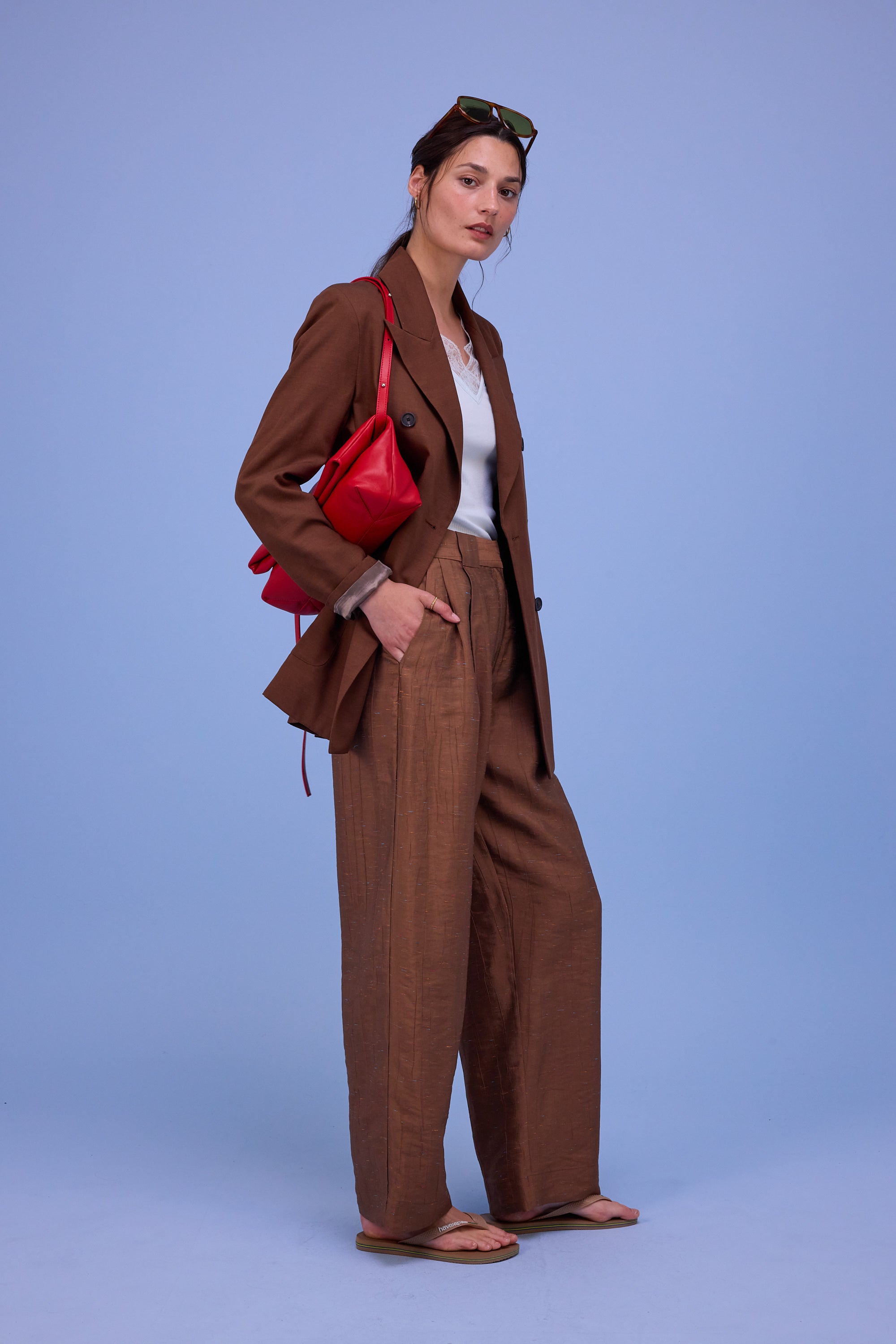 Hia ice blue top met kant