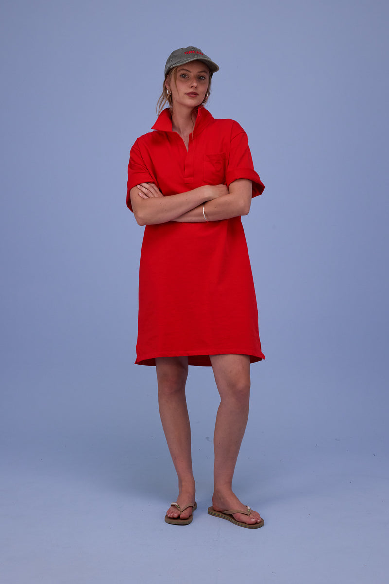 Hester polo-jurk in fiesta red