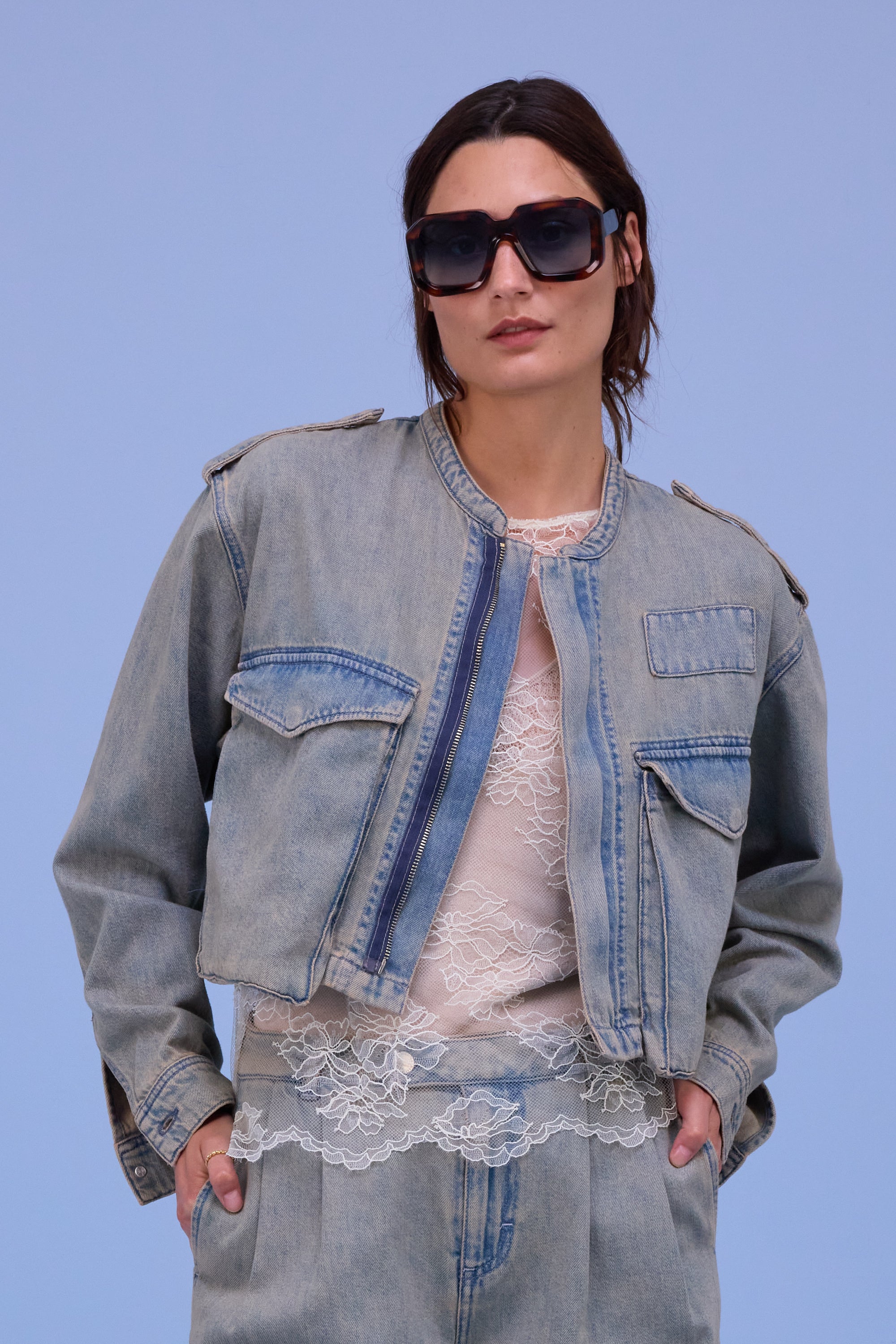 Hill jasje in sand denim