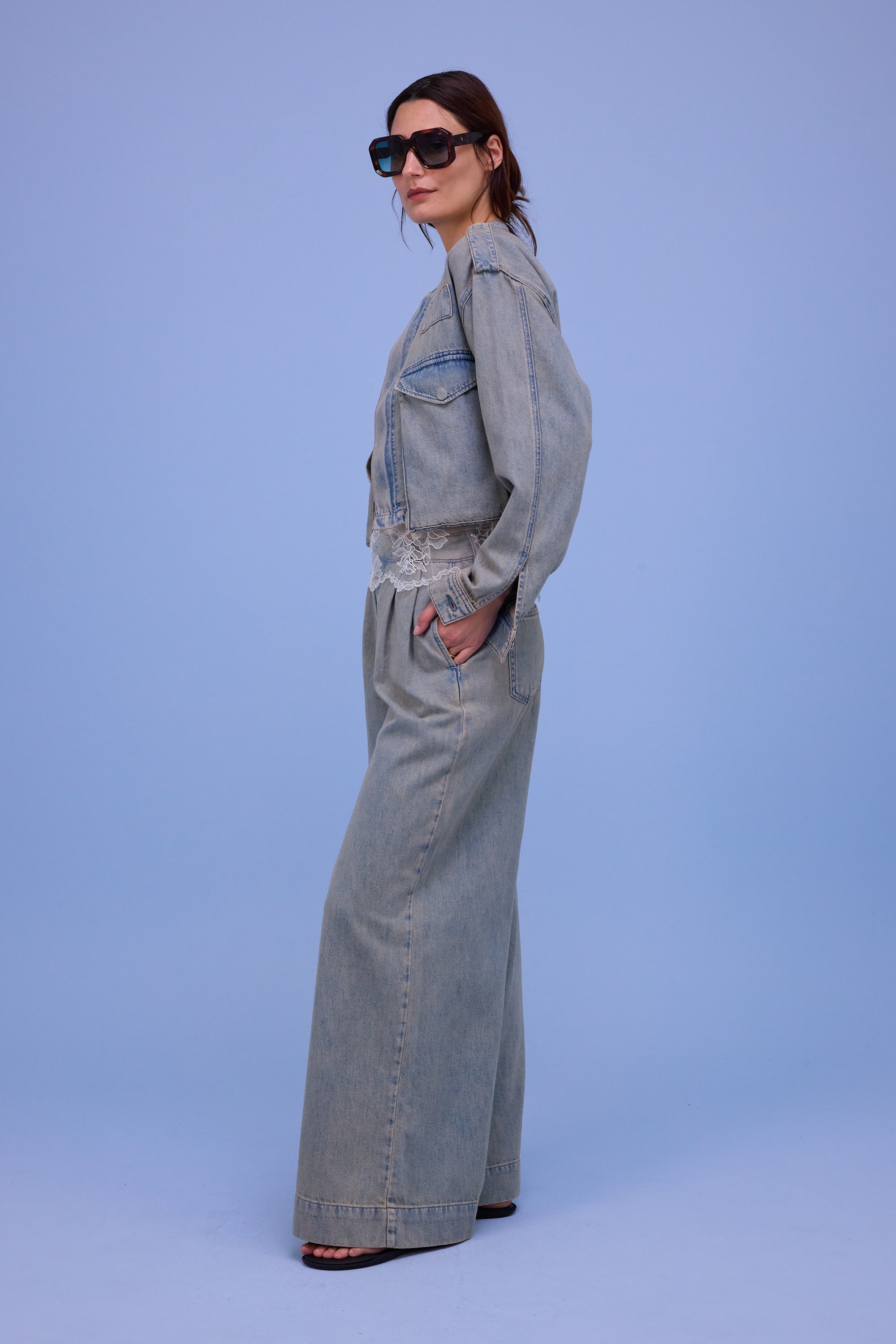 Hill jasje in sand denim