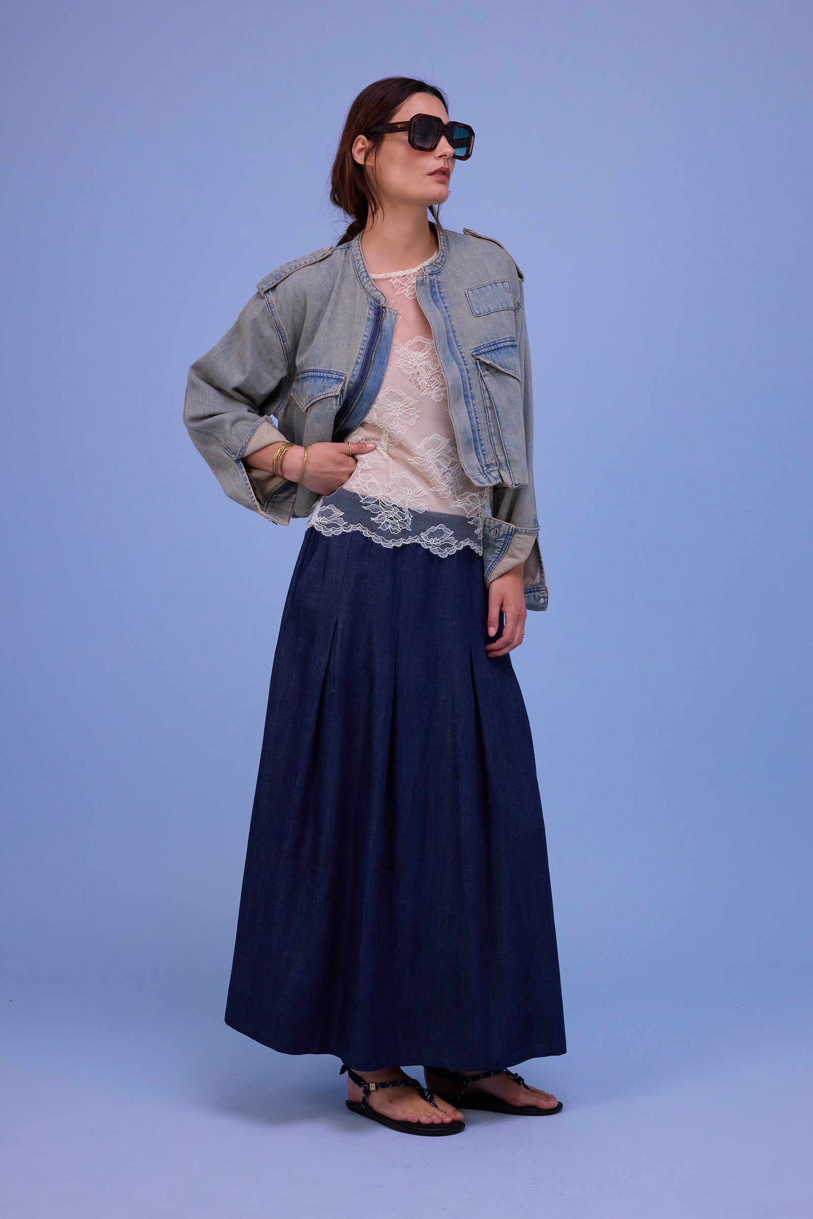 Hill jasje in sand denim