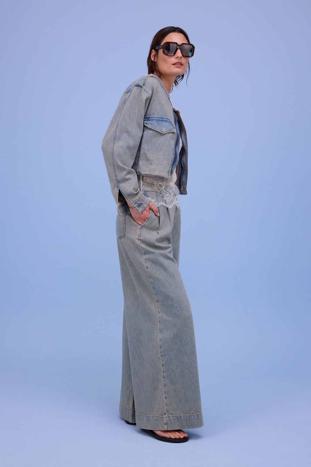 Horijn broek in sand denim