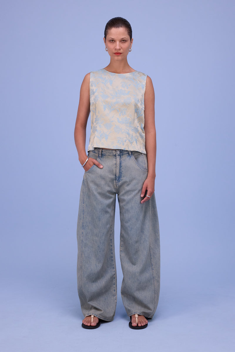 Hiroshi broek in sand denim