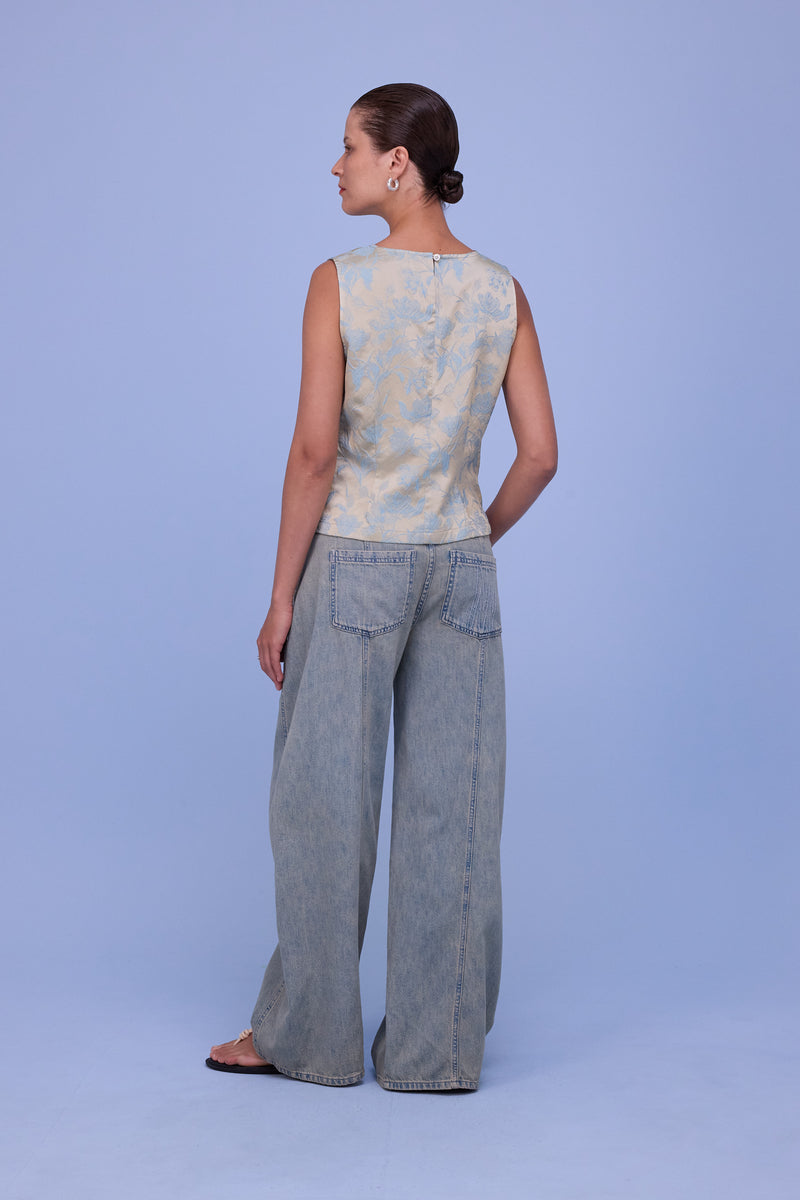 Hiroshi broek in sand denim