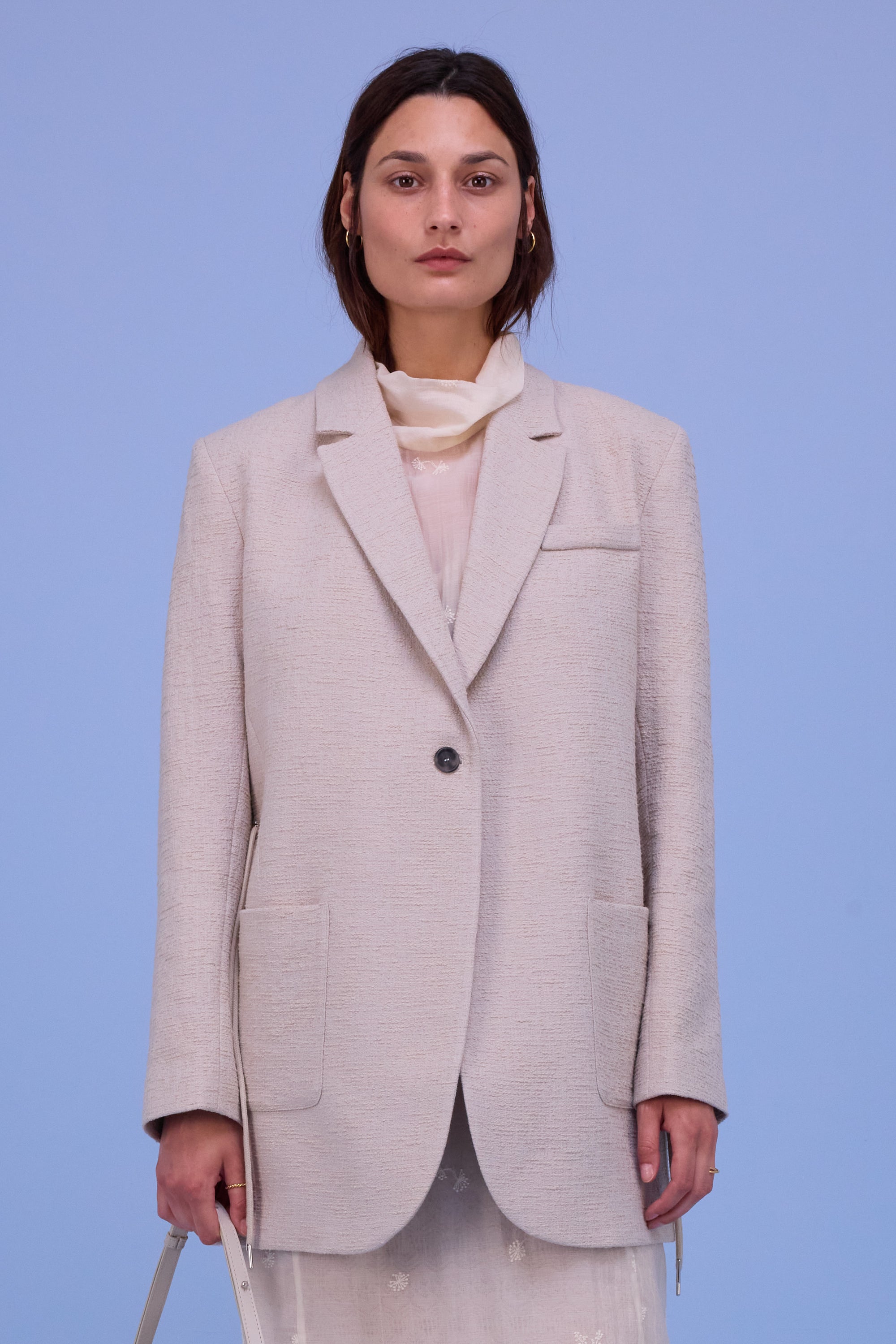 Harmon blazer in sand tweedy cotton