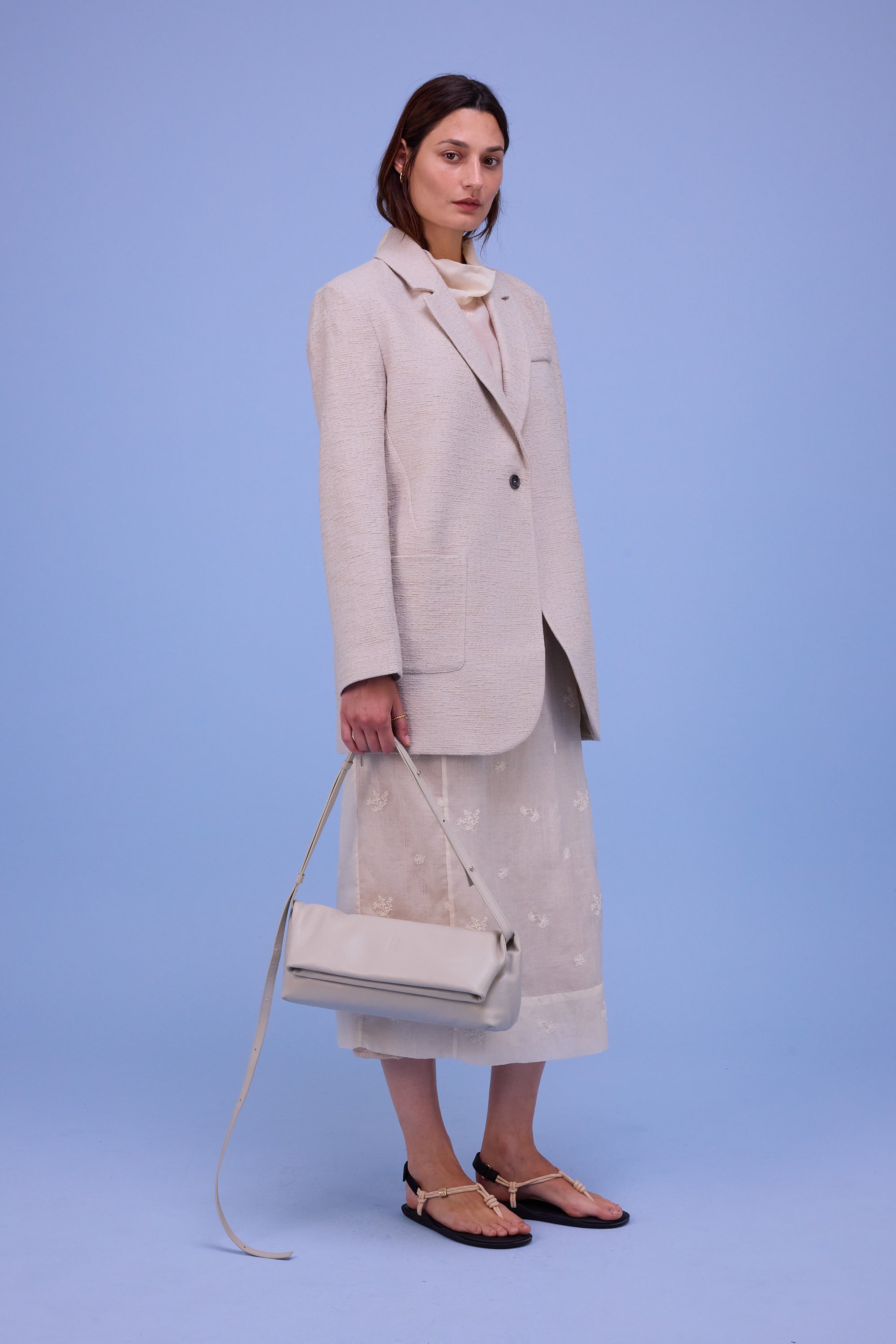 Harmon blazer in sand tweedy cotton