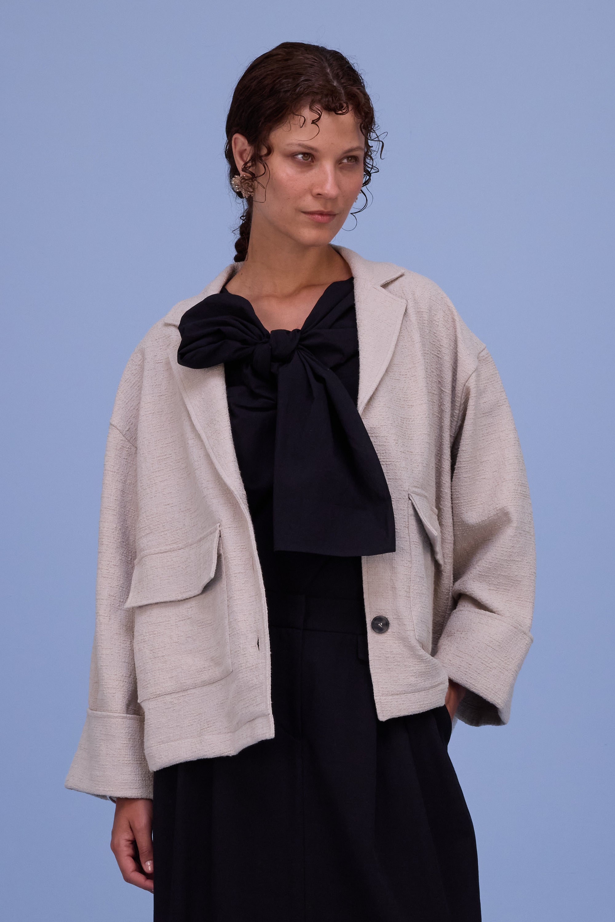 Helder jacket in sand tweedy cotton