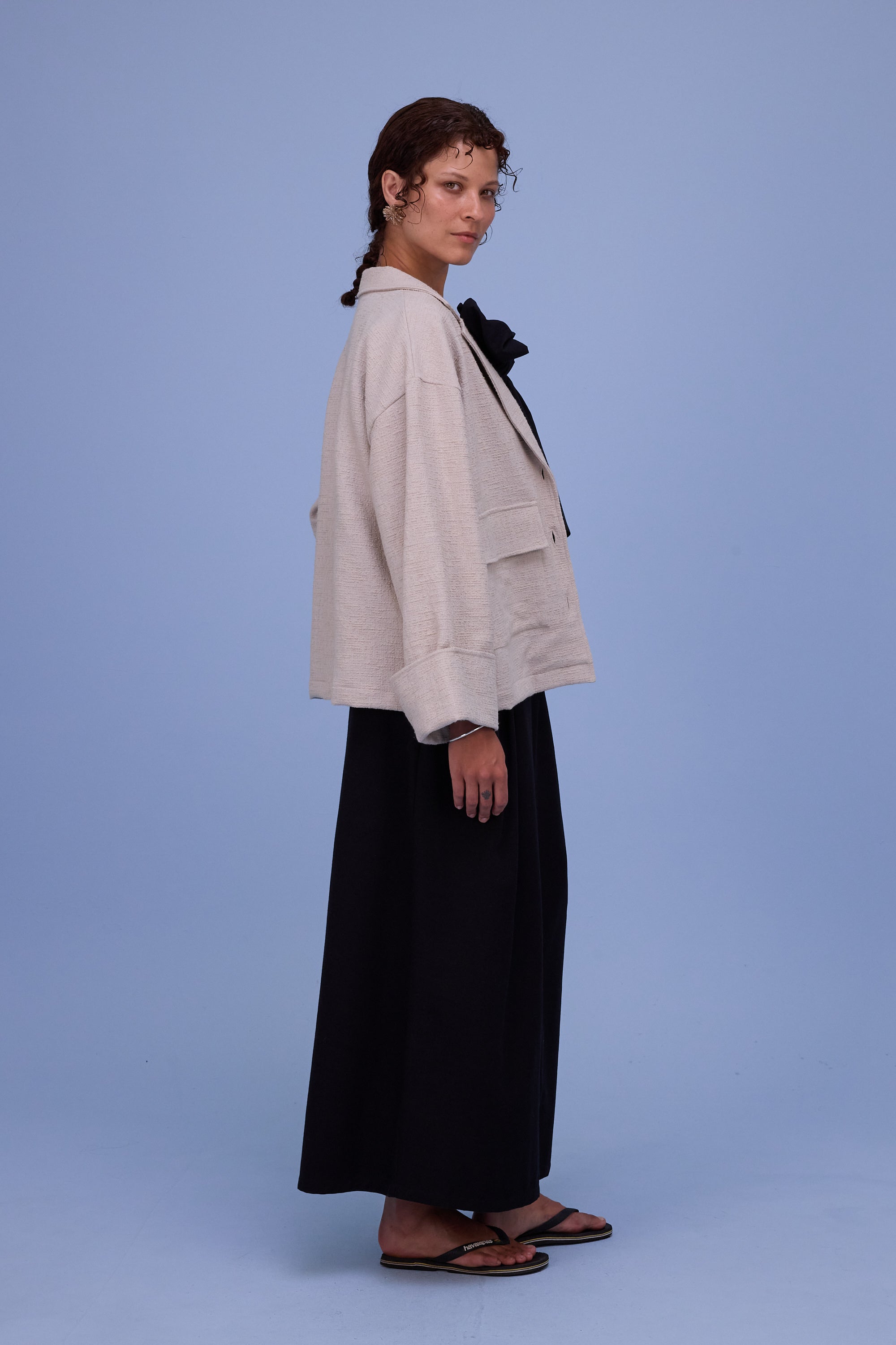 Helder jacket in sand tweedy cotton