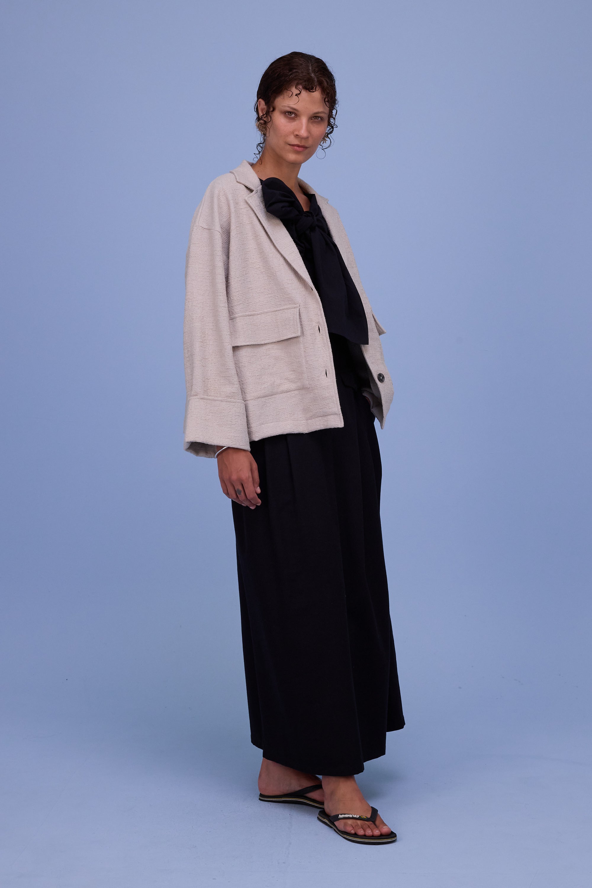 Helder jacket in sand tweedy cotton