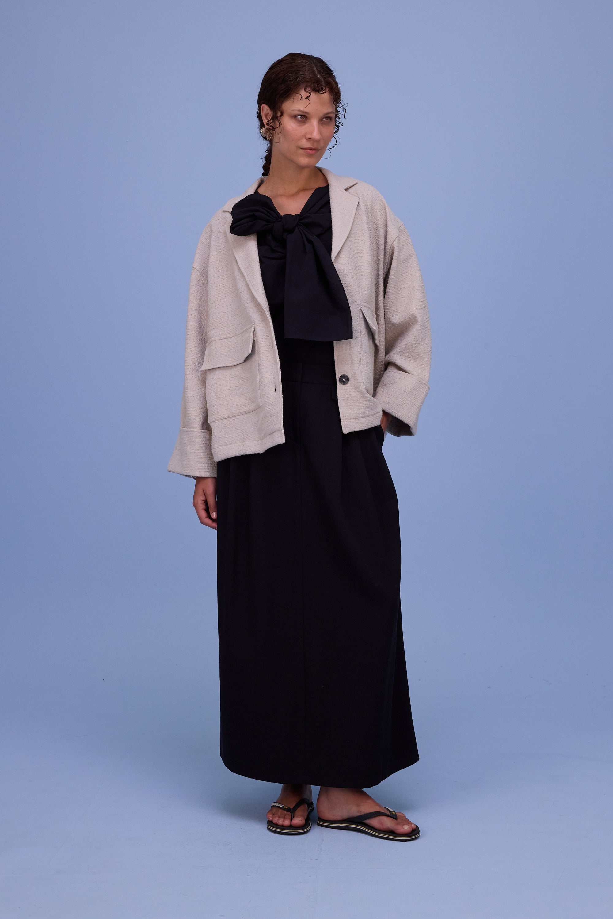 Helder jacket in sand tweedy cotton