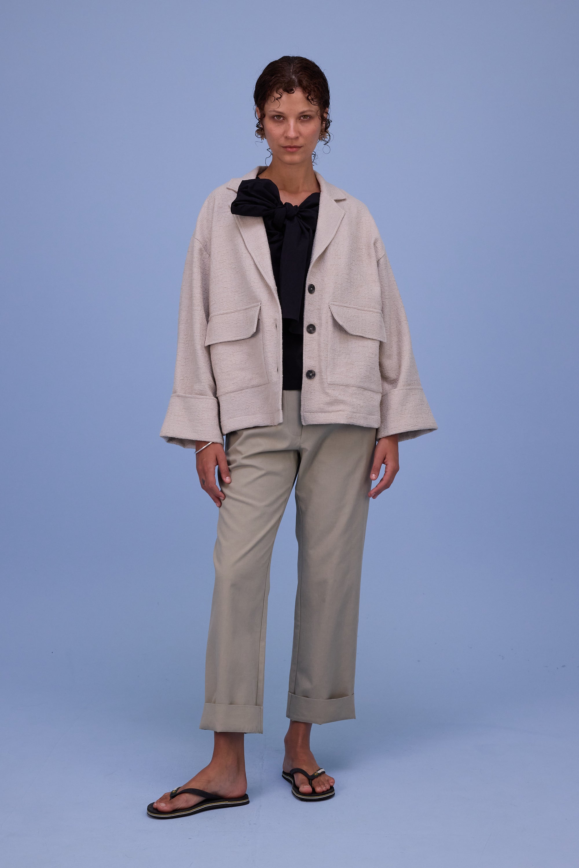 Helder jacket in sand tweedy cotton