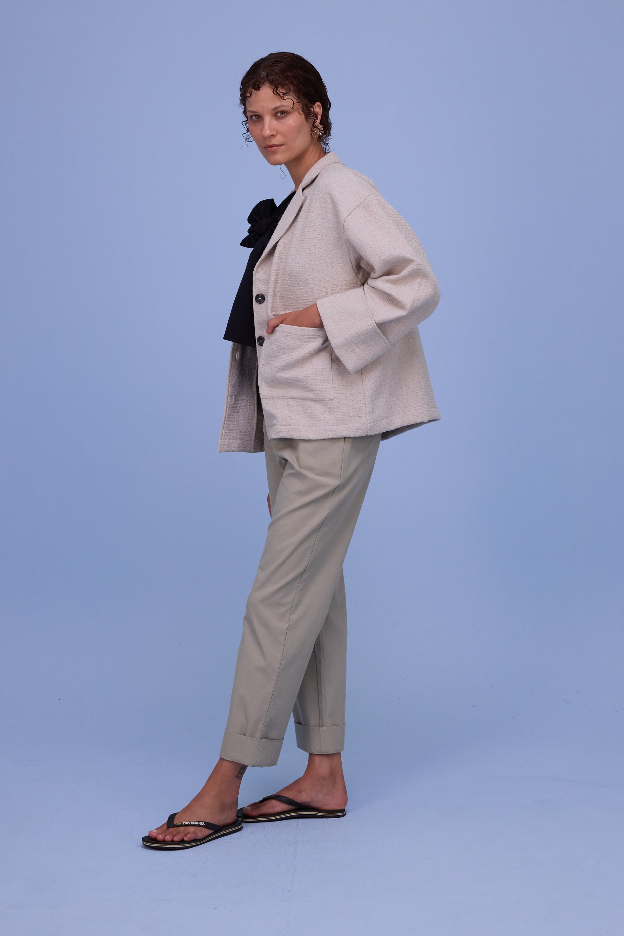 Helder jacket in sand tweedy cotton