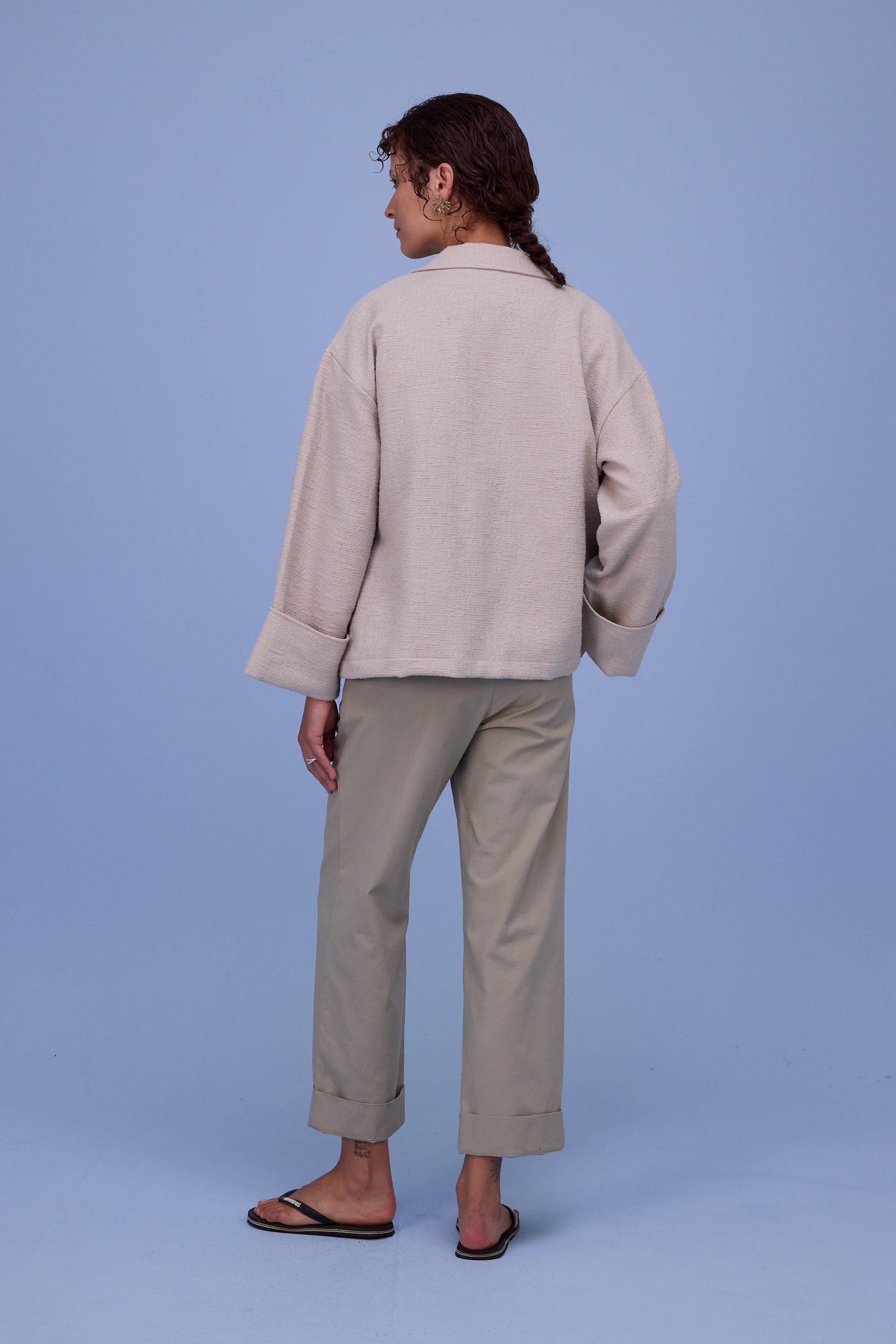 Helder jacket in sand tweedy cotton