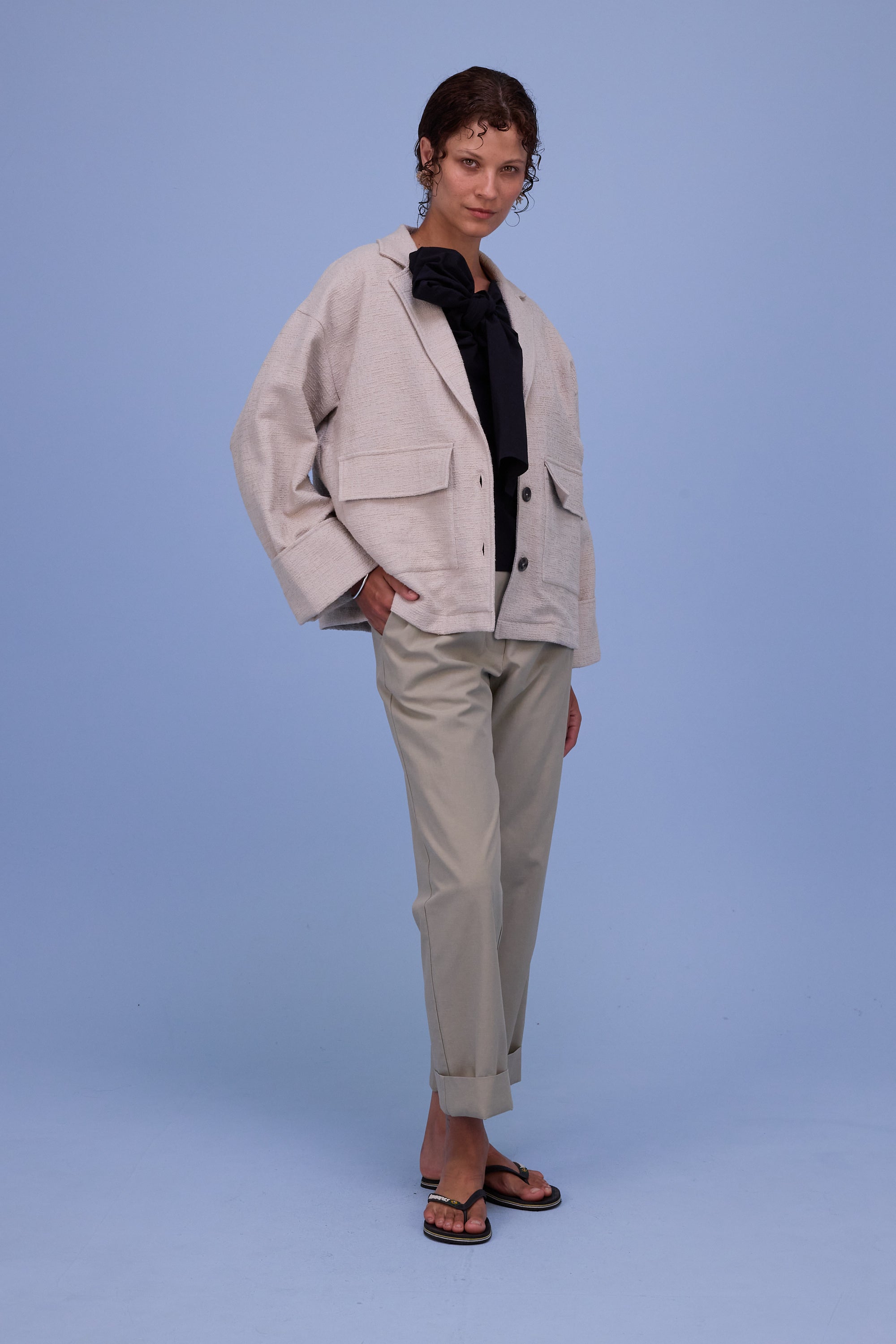 Helder jacket in sand tweedy cotton
