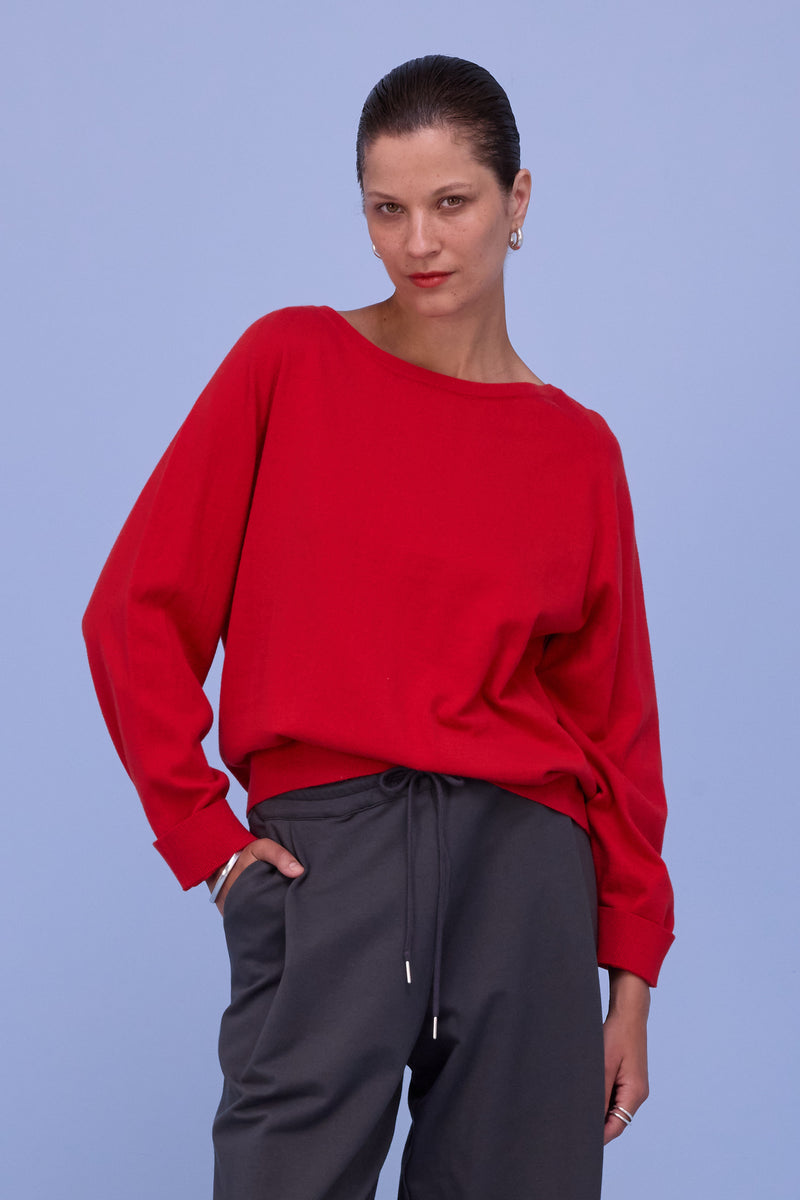 Honfleur trui in coral red