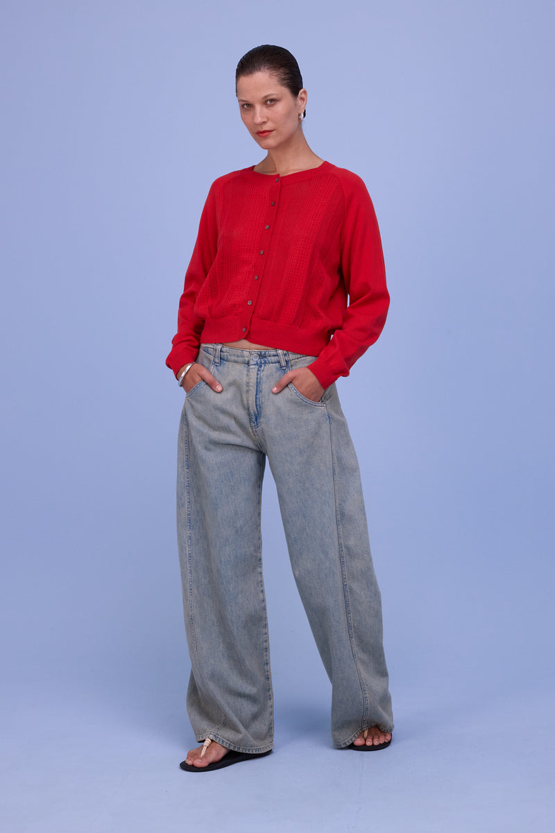 Havar cardigan in coral red