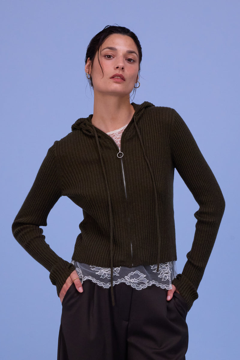 Hendaye cardigan in nori green