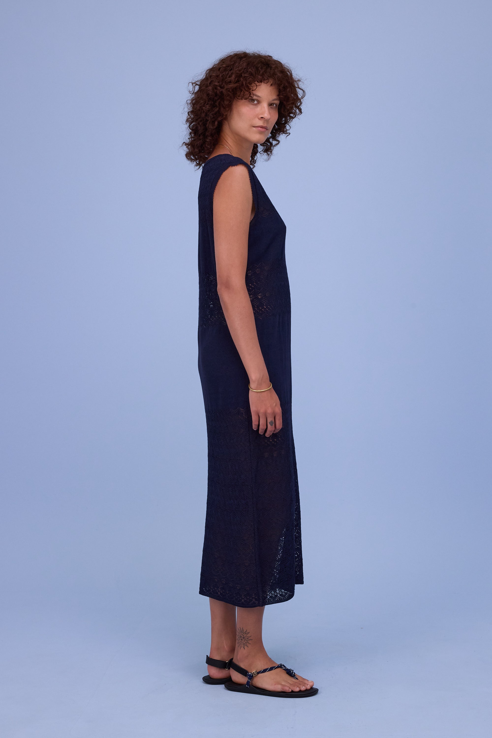 Houston knitted dress in dark navy