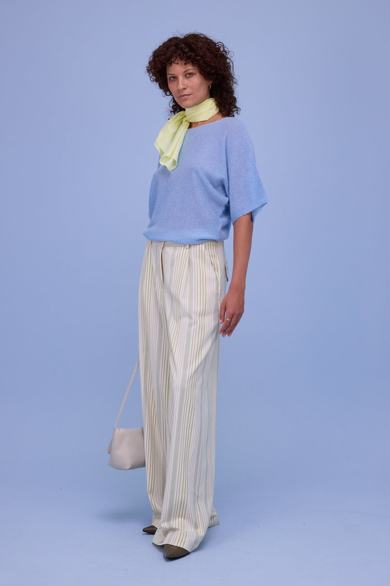 Haarlem knitted top in chambray blue