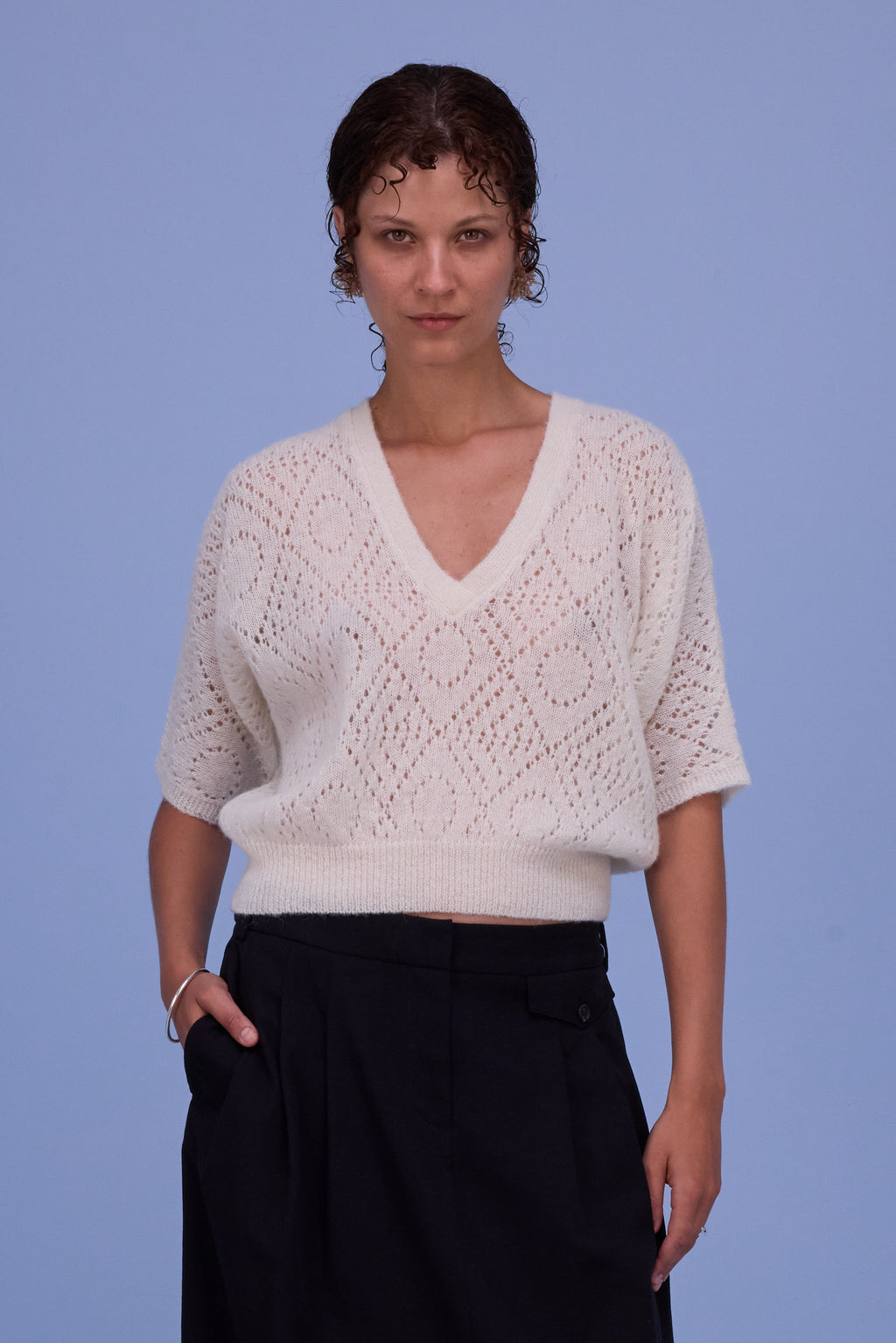 Hainaut knitted top in off-white