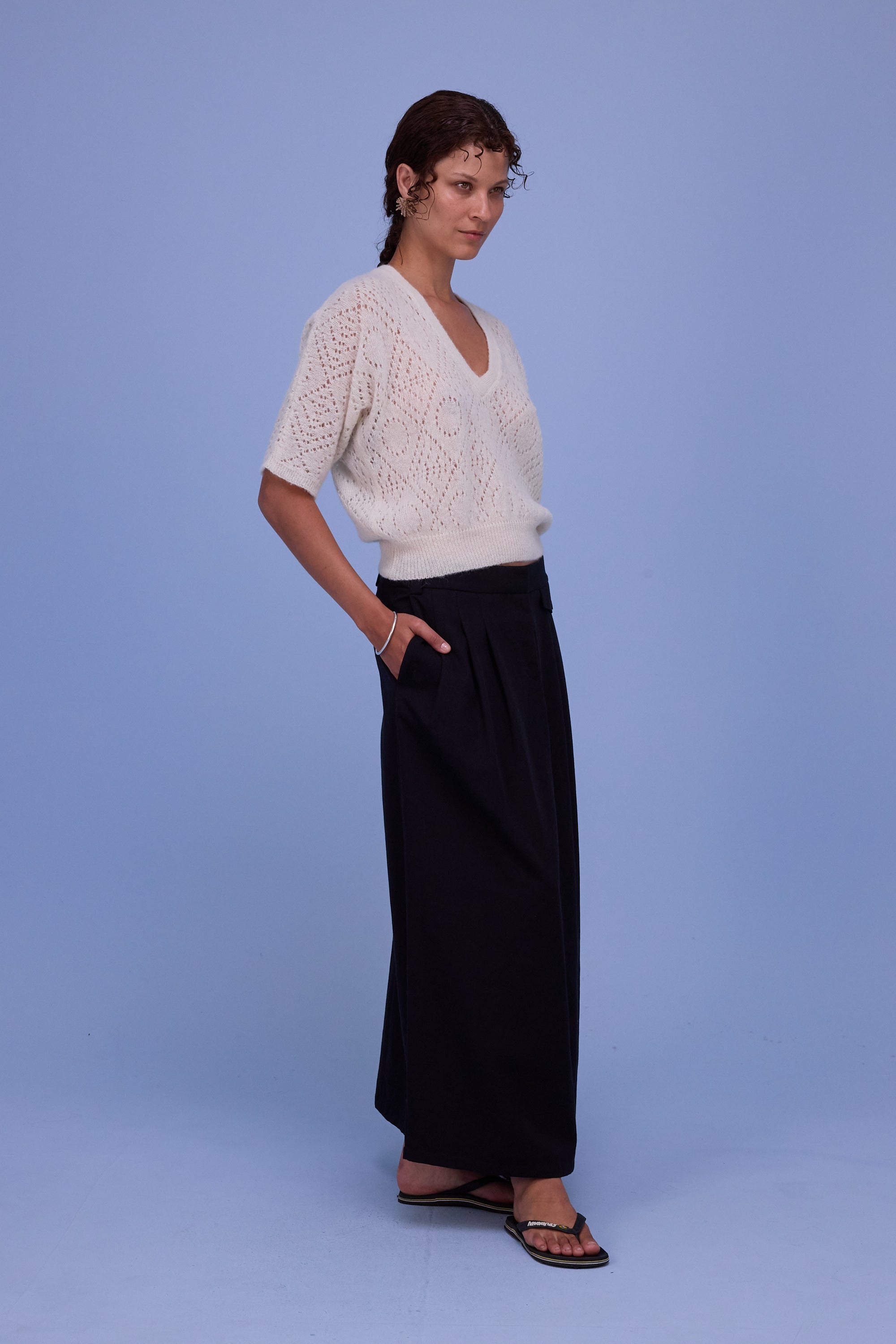 Hainaut knitted top in off-white