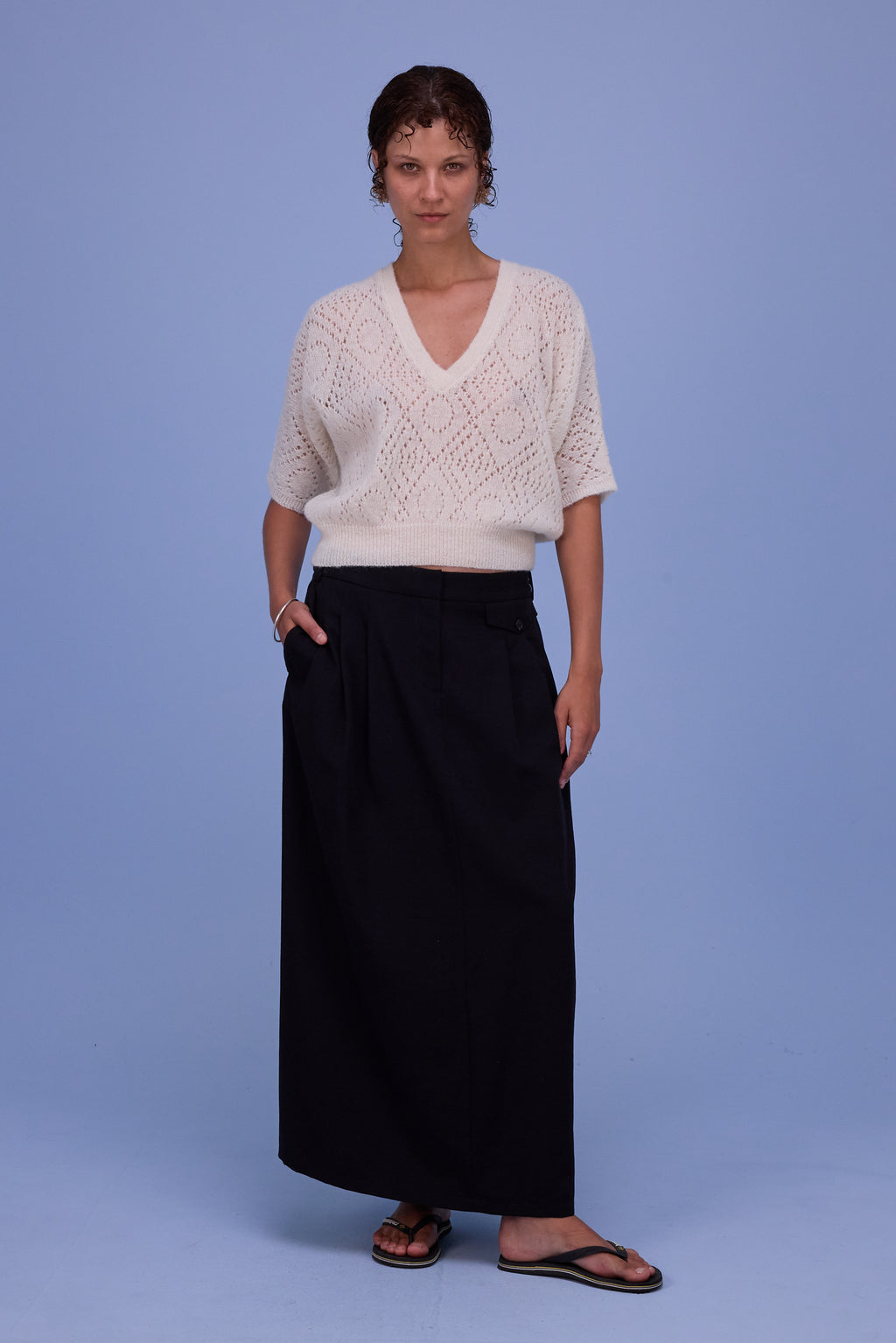 Hainaut knitted top in off-white