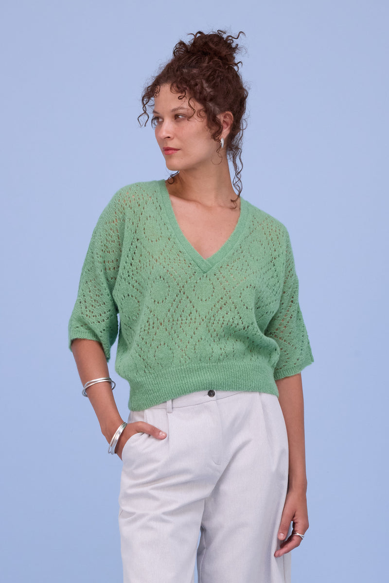 Hainaut knitted top in opaline green