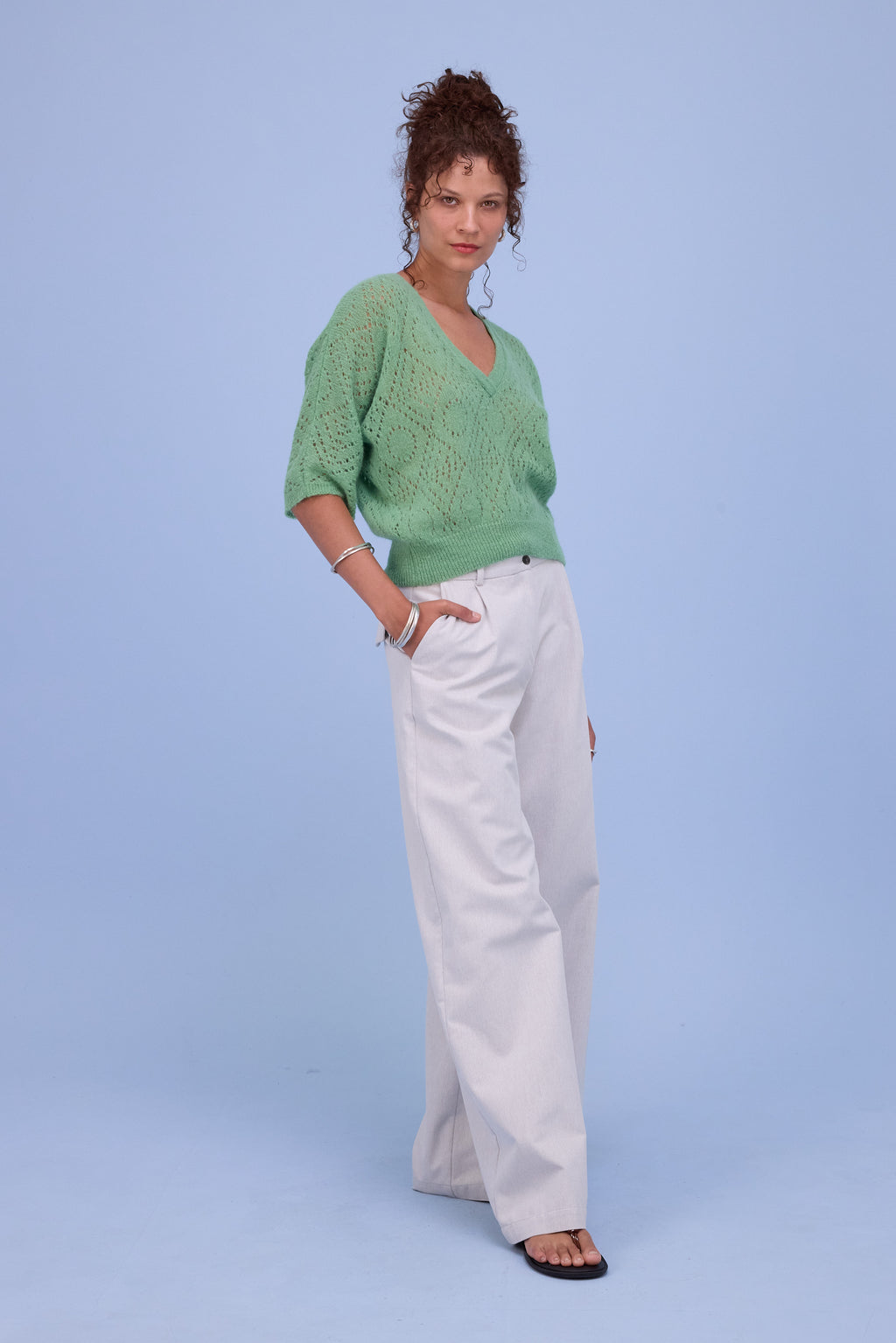 Hainaut knitted top in opaline green