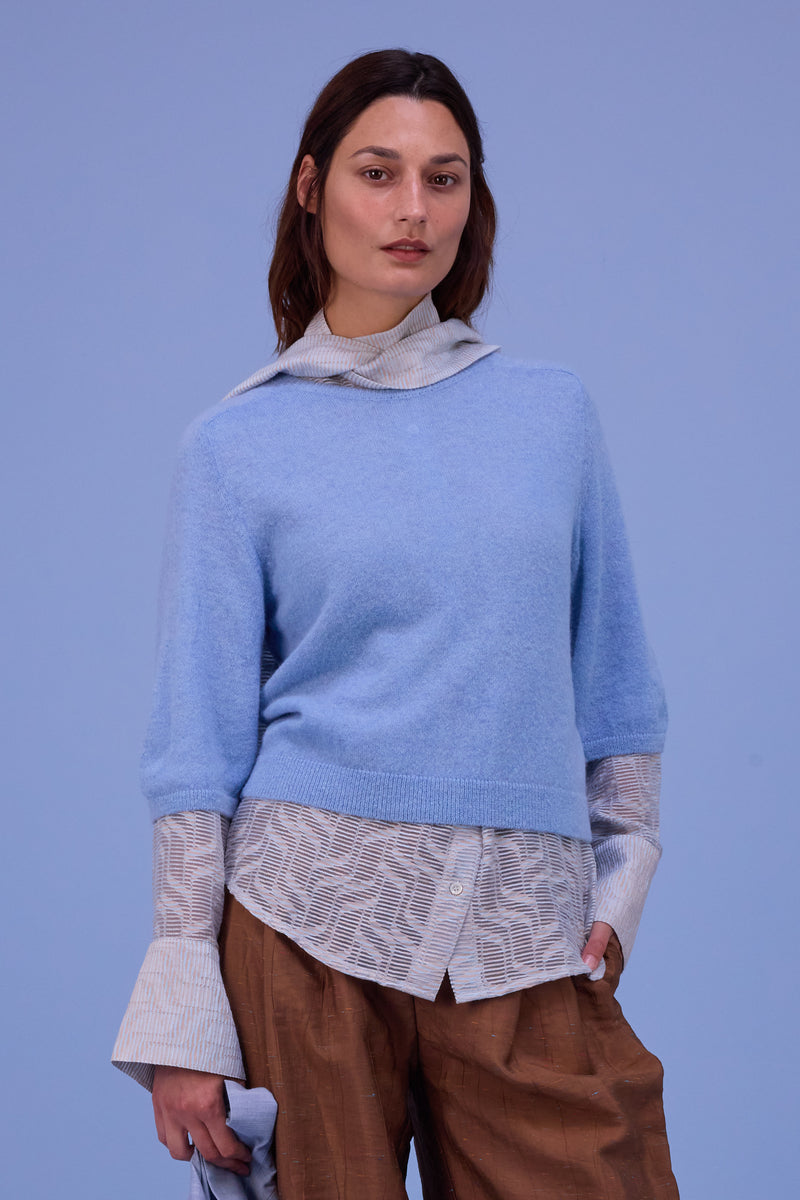 Huleva knitted sweater in chambray blue