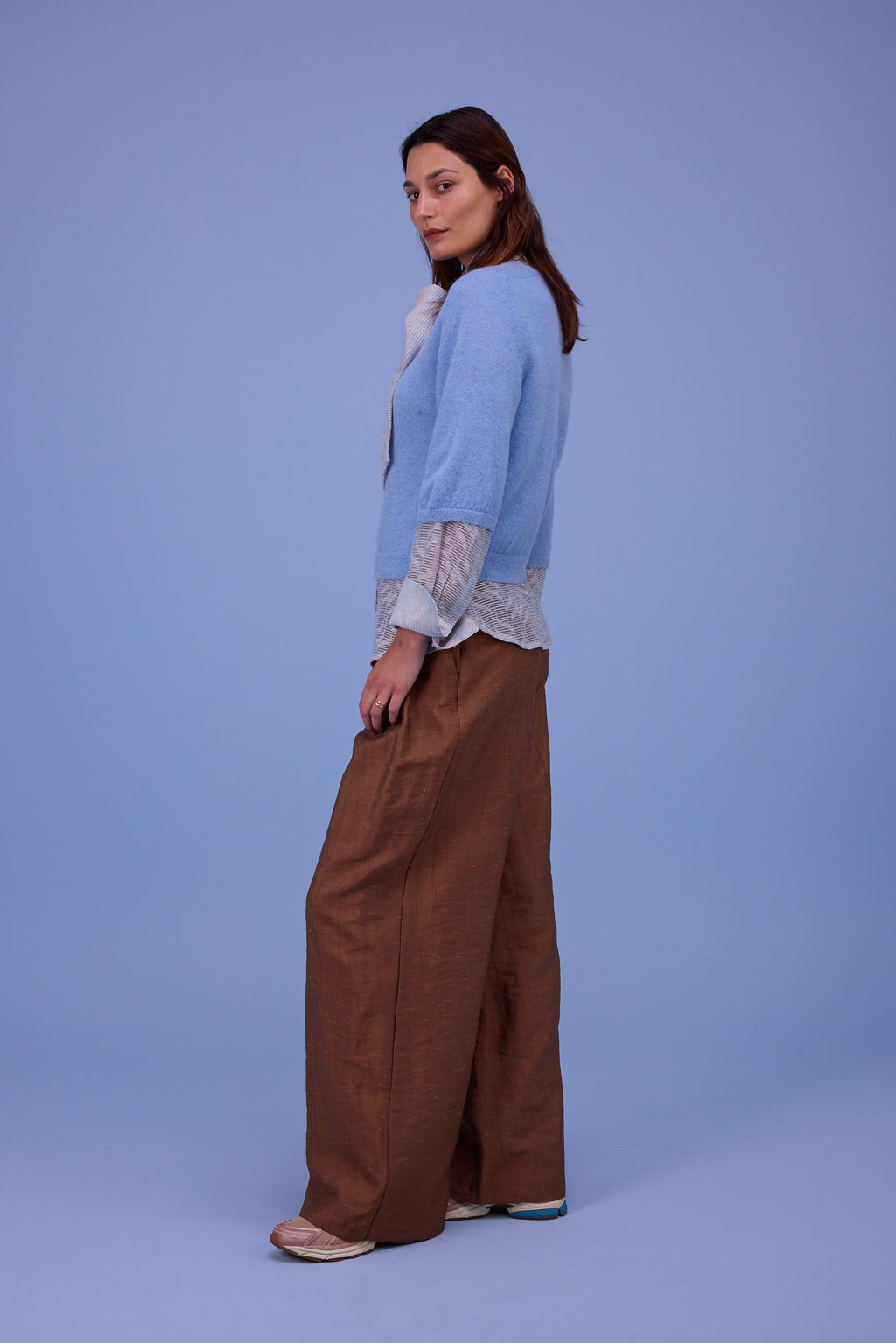 Huleva knitted sweater in chambray blue