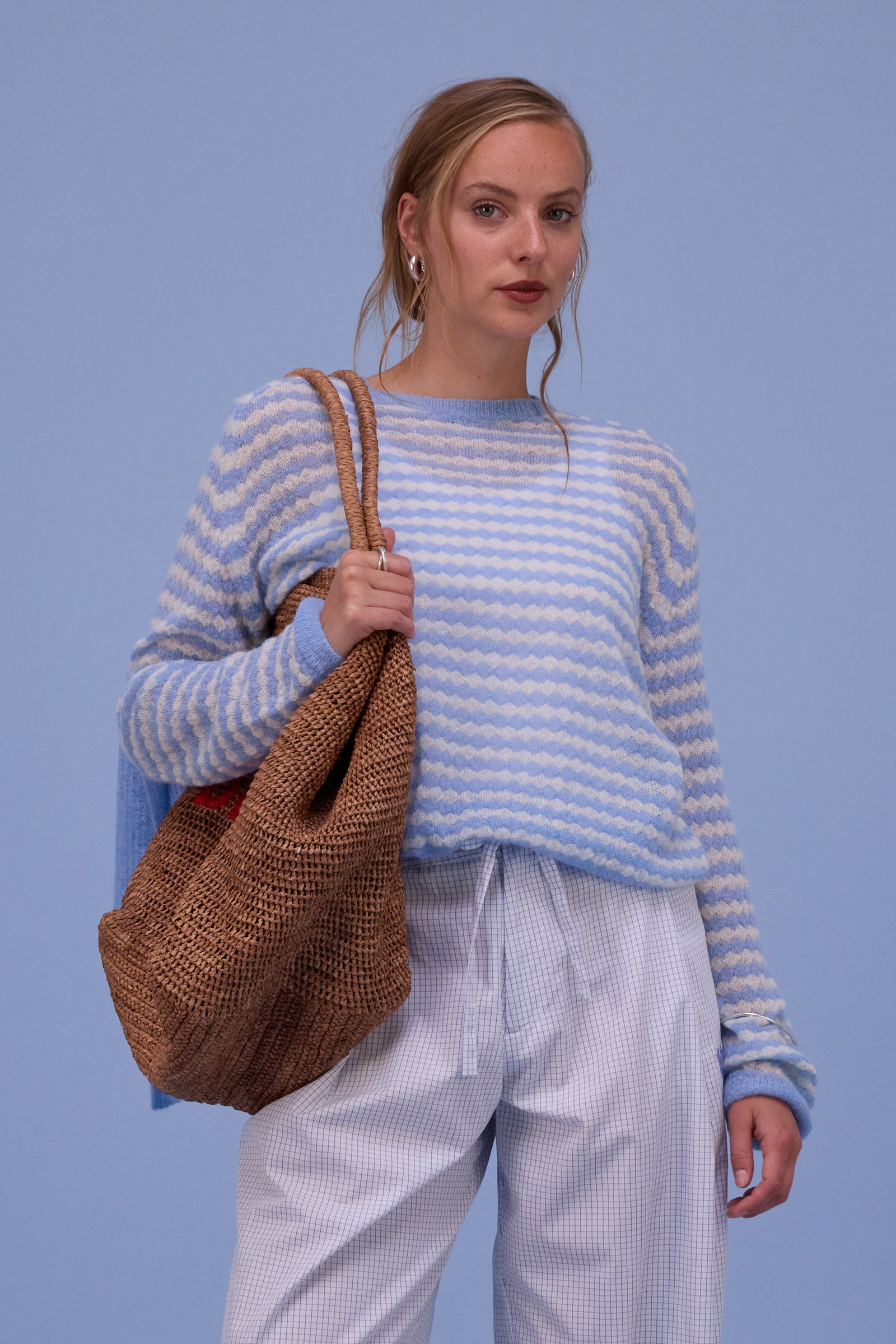 Horta trui in chambray blue/ecru