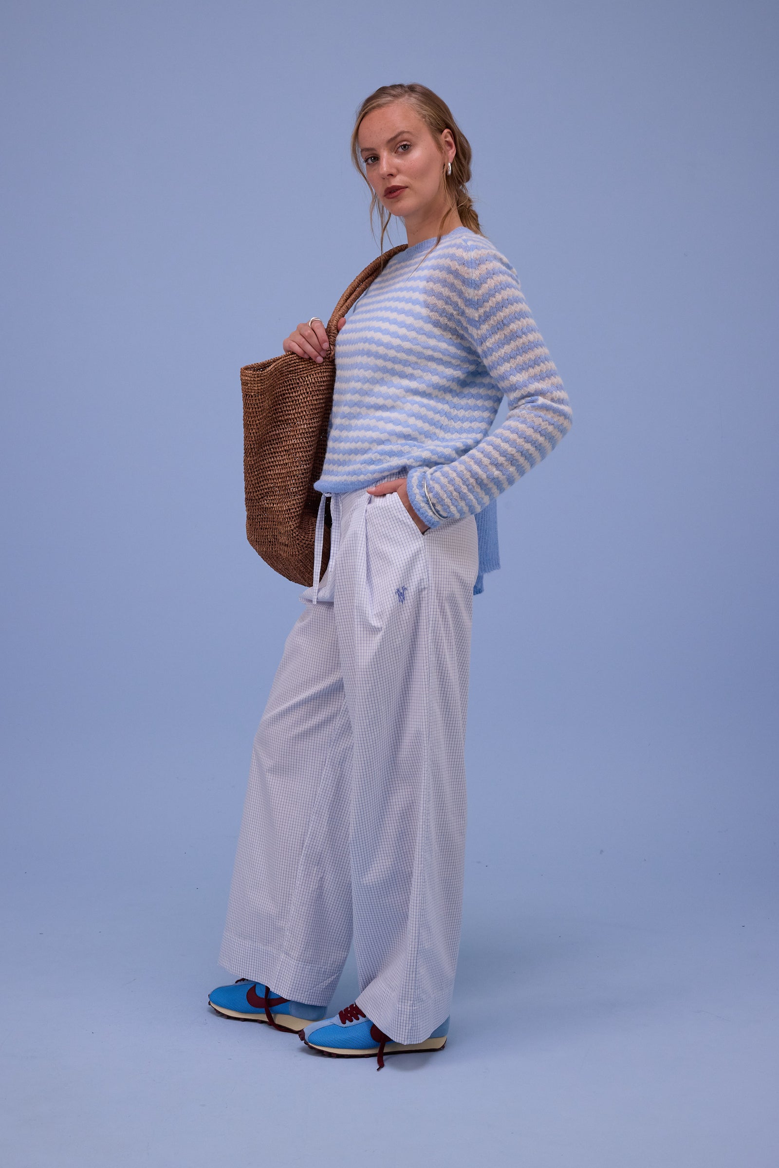 Horta trui in chambray blue/ecru