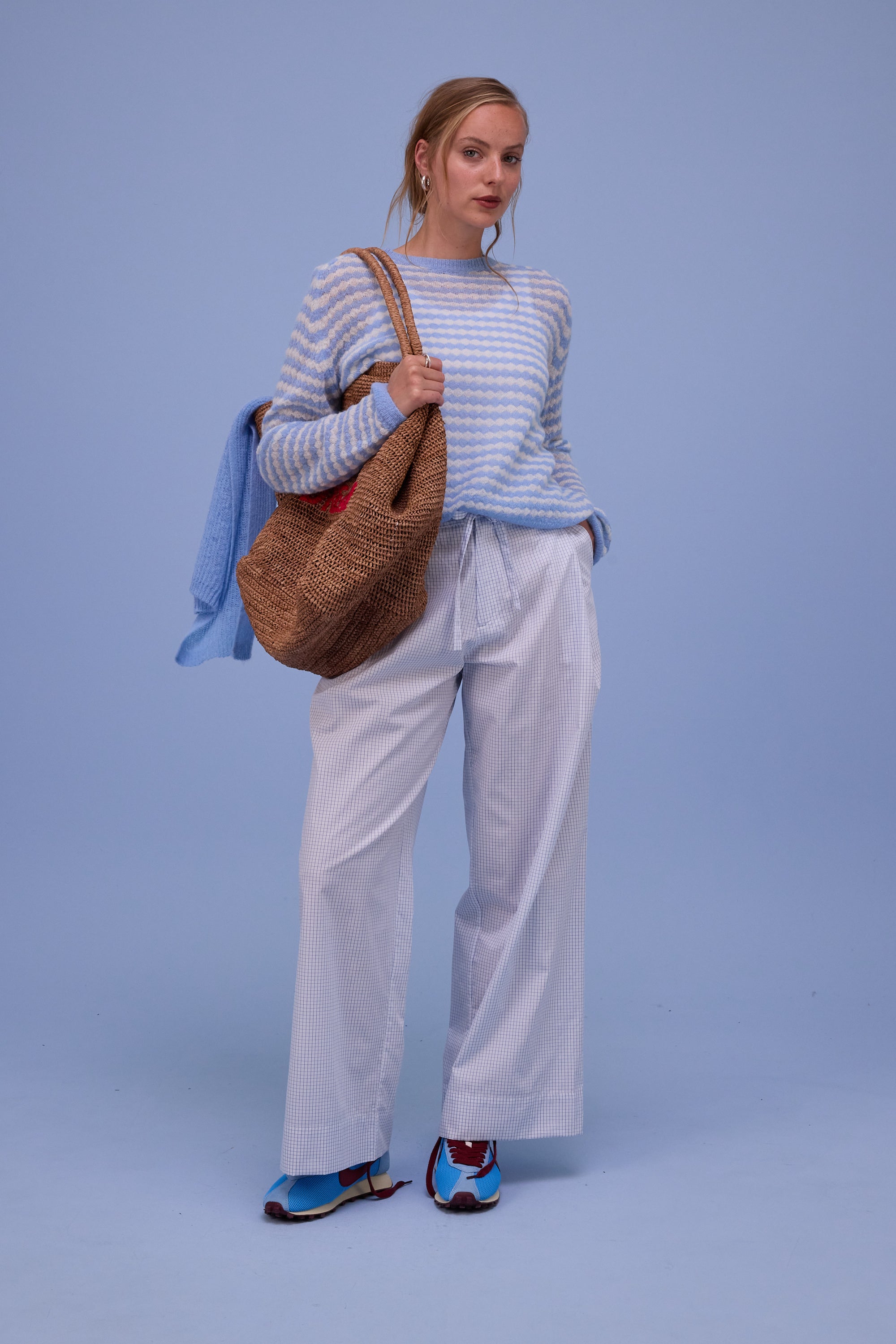 Horta trui in chambray blue/ecru