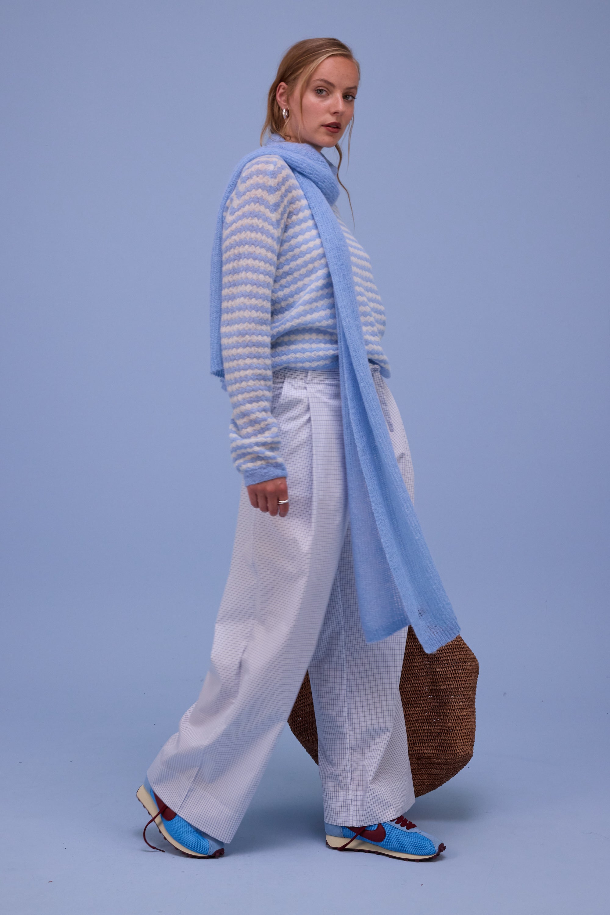 Horta trui in chambray blue/ecru