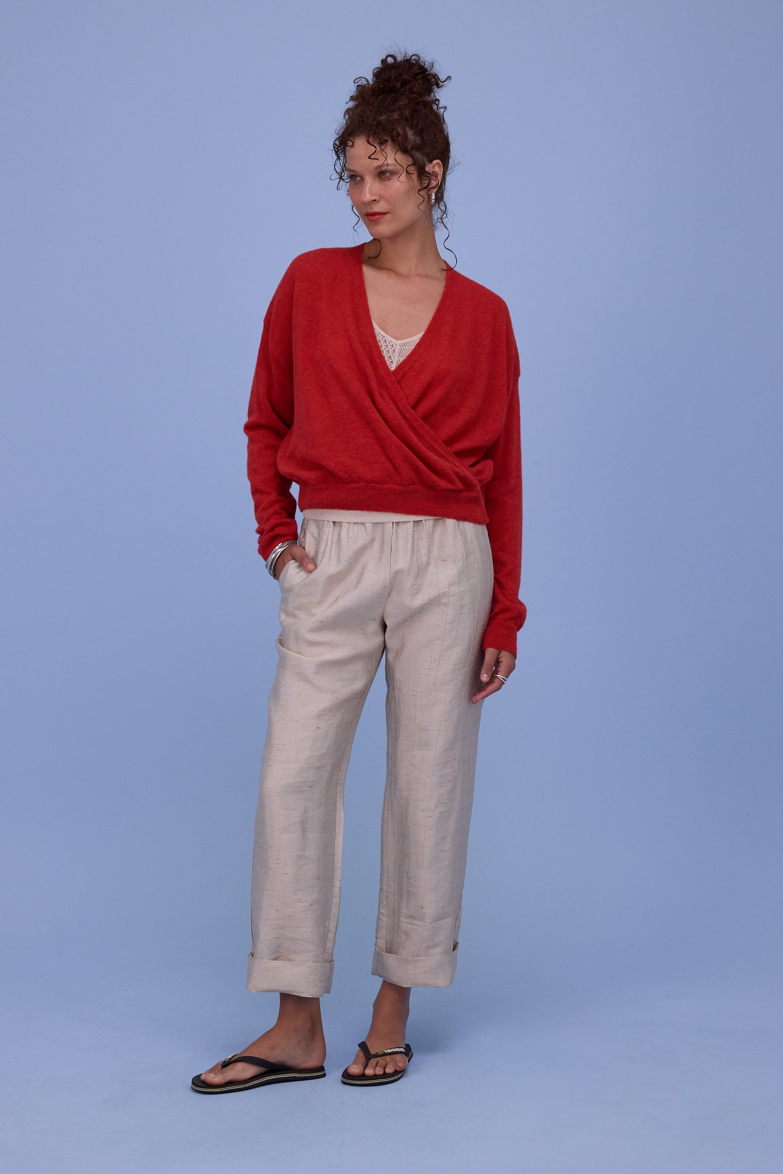 Huacho overslag trui in poppy red