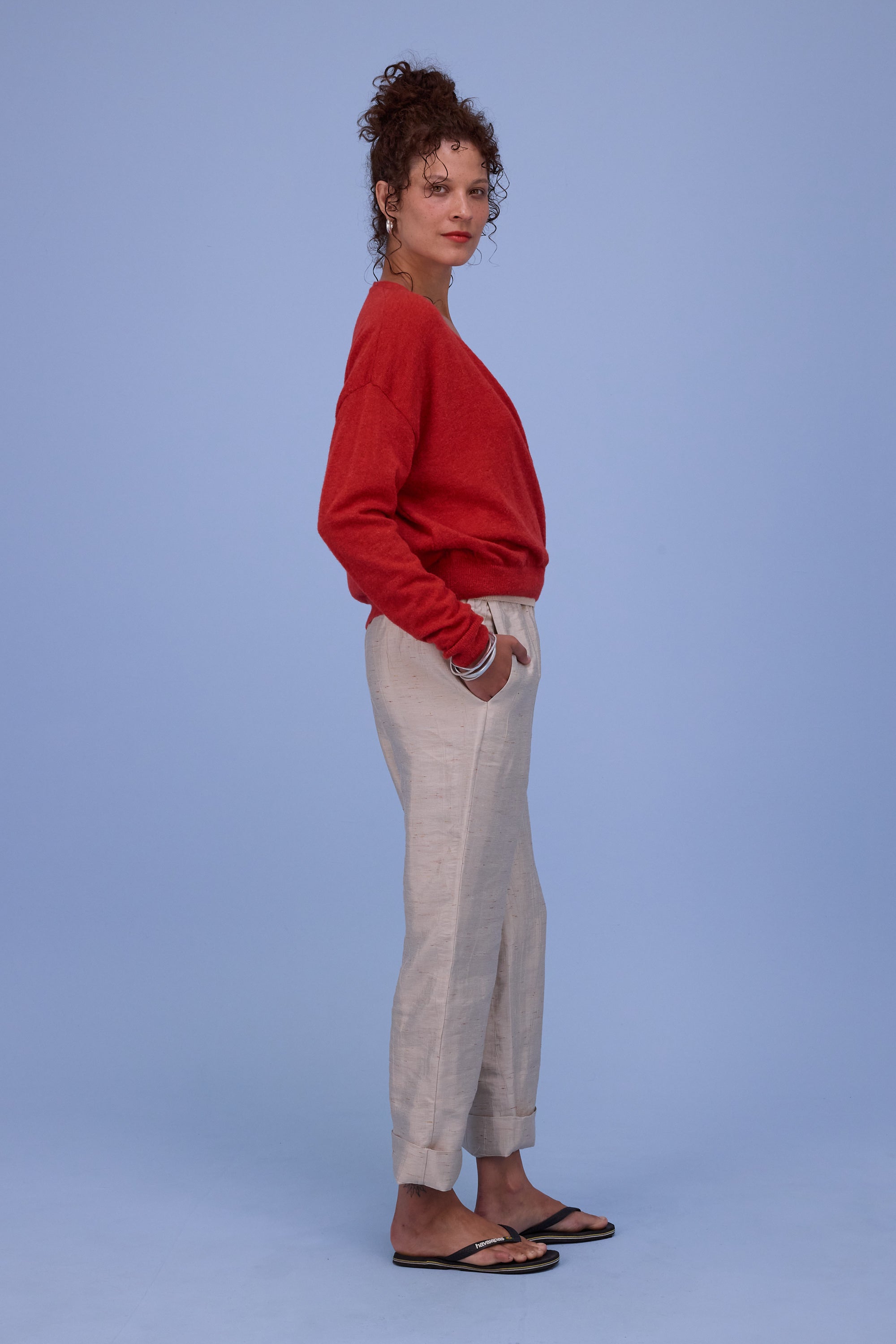 Huacho overslag trui in poppy red