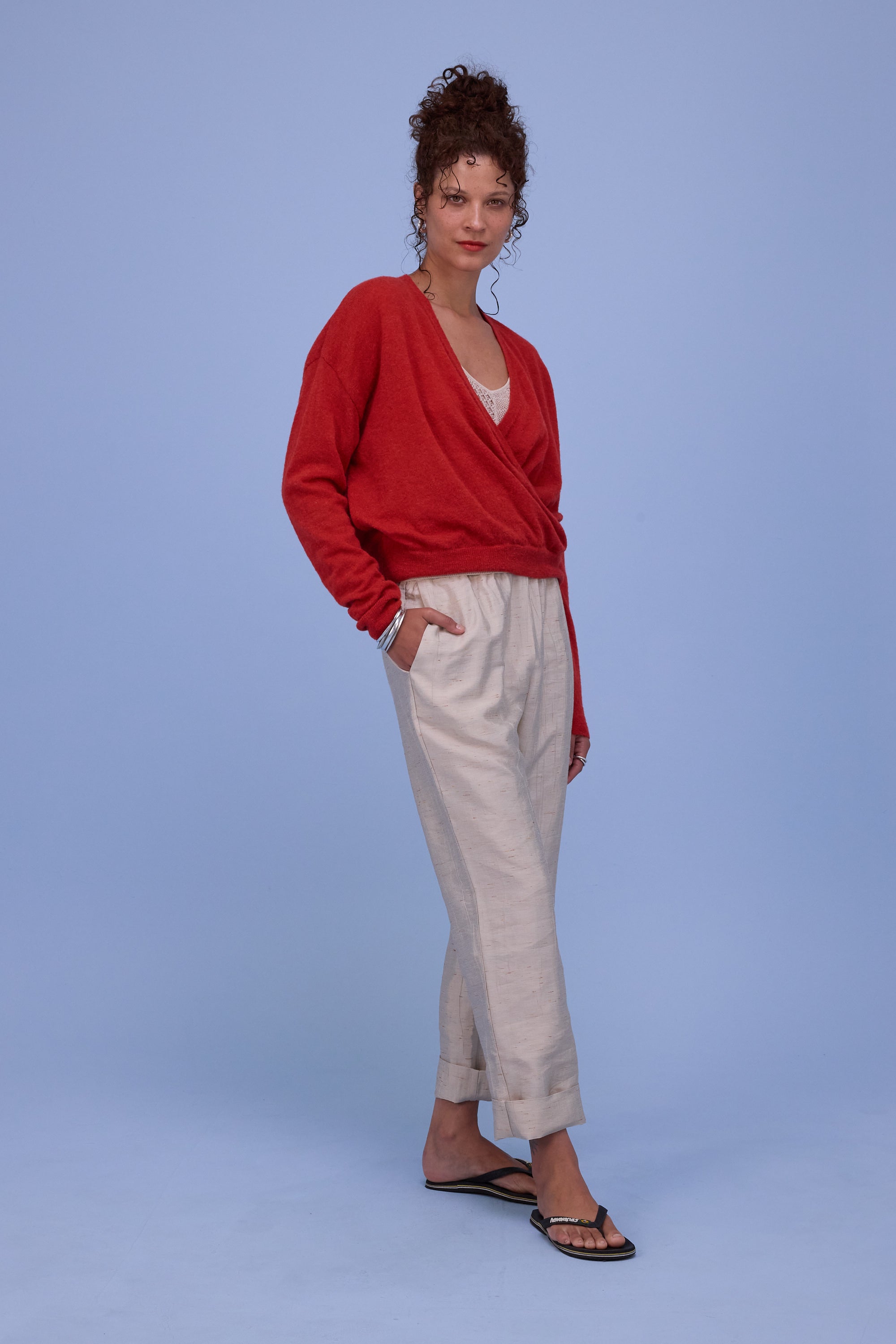 Huacho overslag trui in poppy red