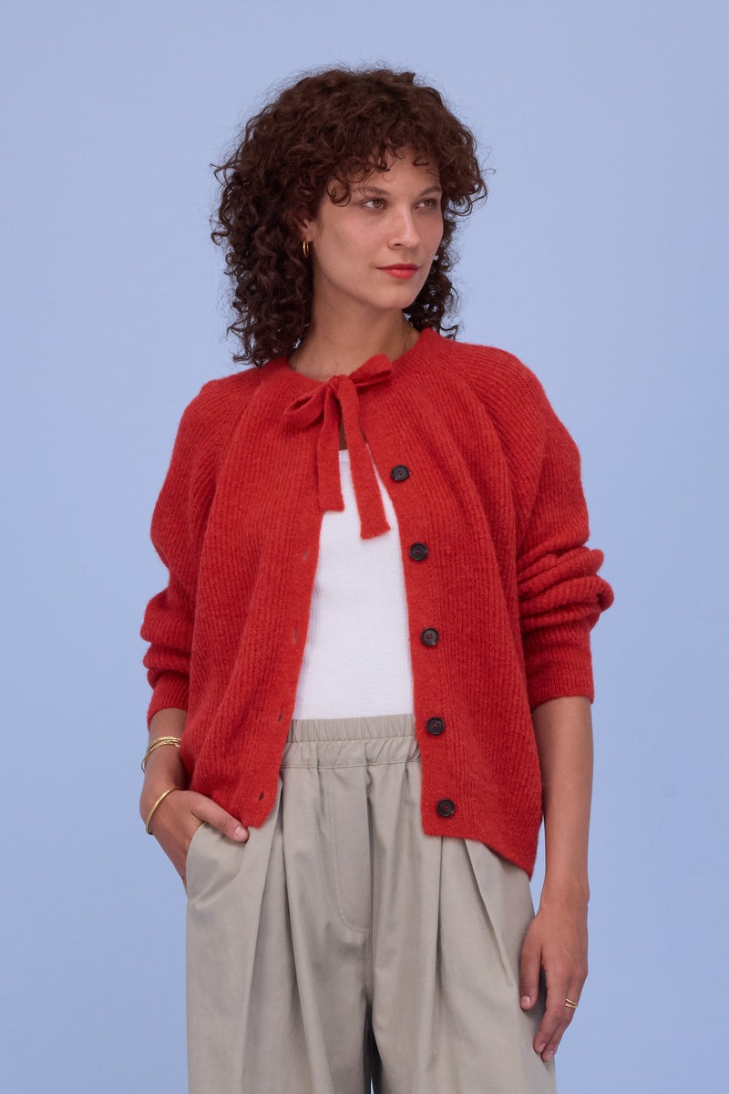 Helsinki cardigan in poppy red