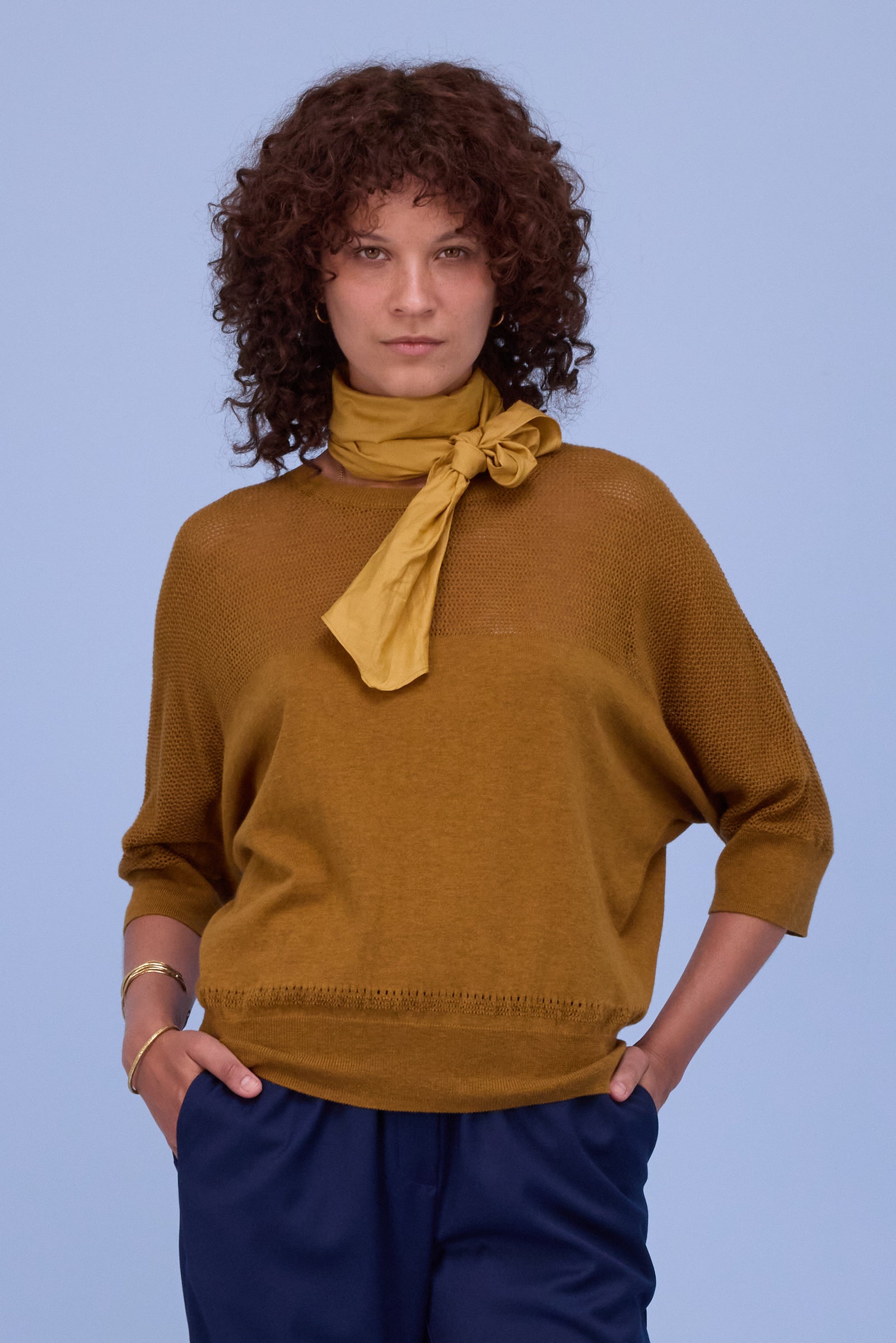 Hiroo top in golden brown