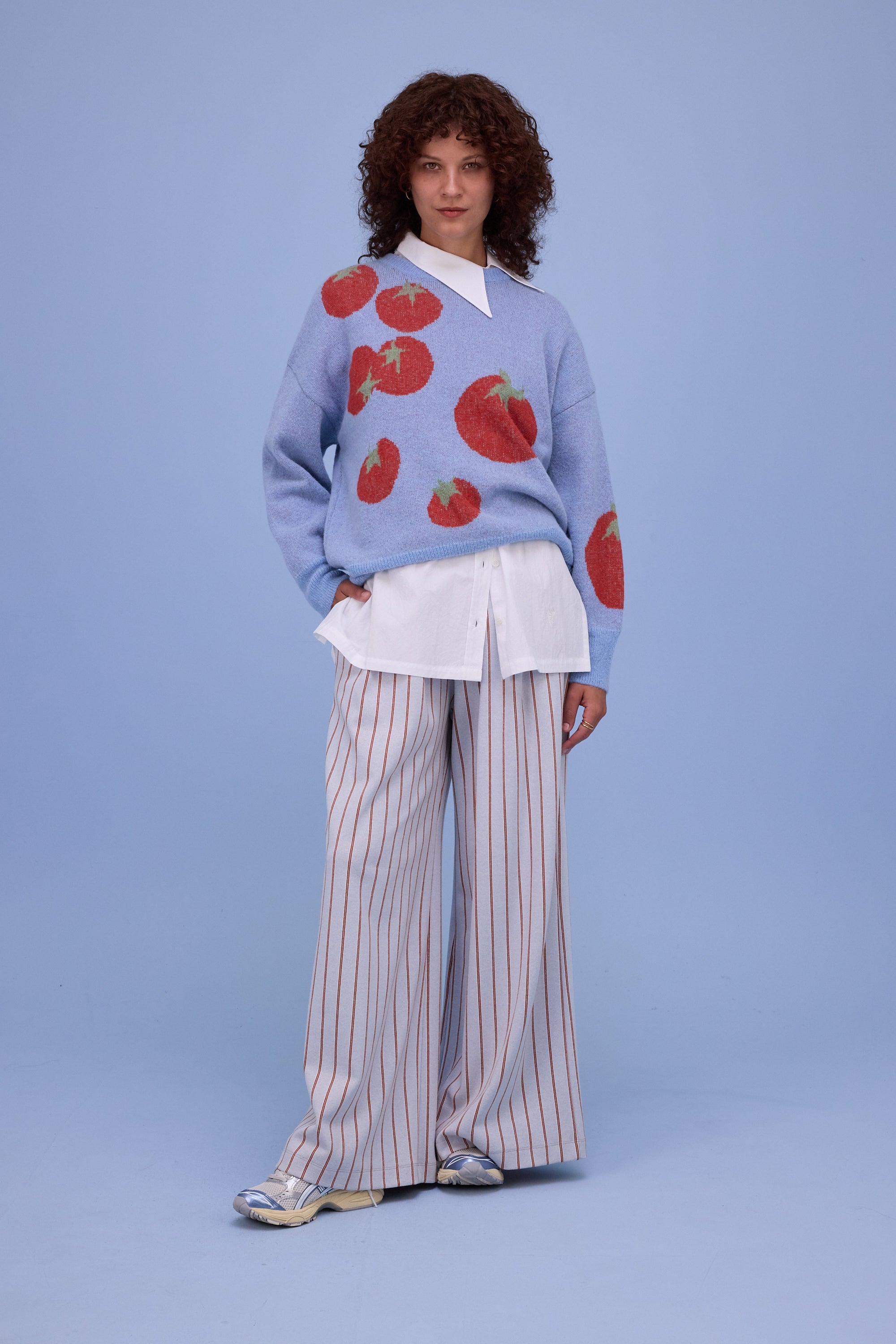 Honjo knitted sweater in chambray blue