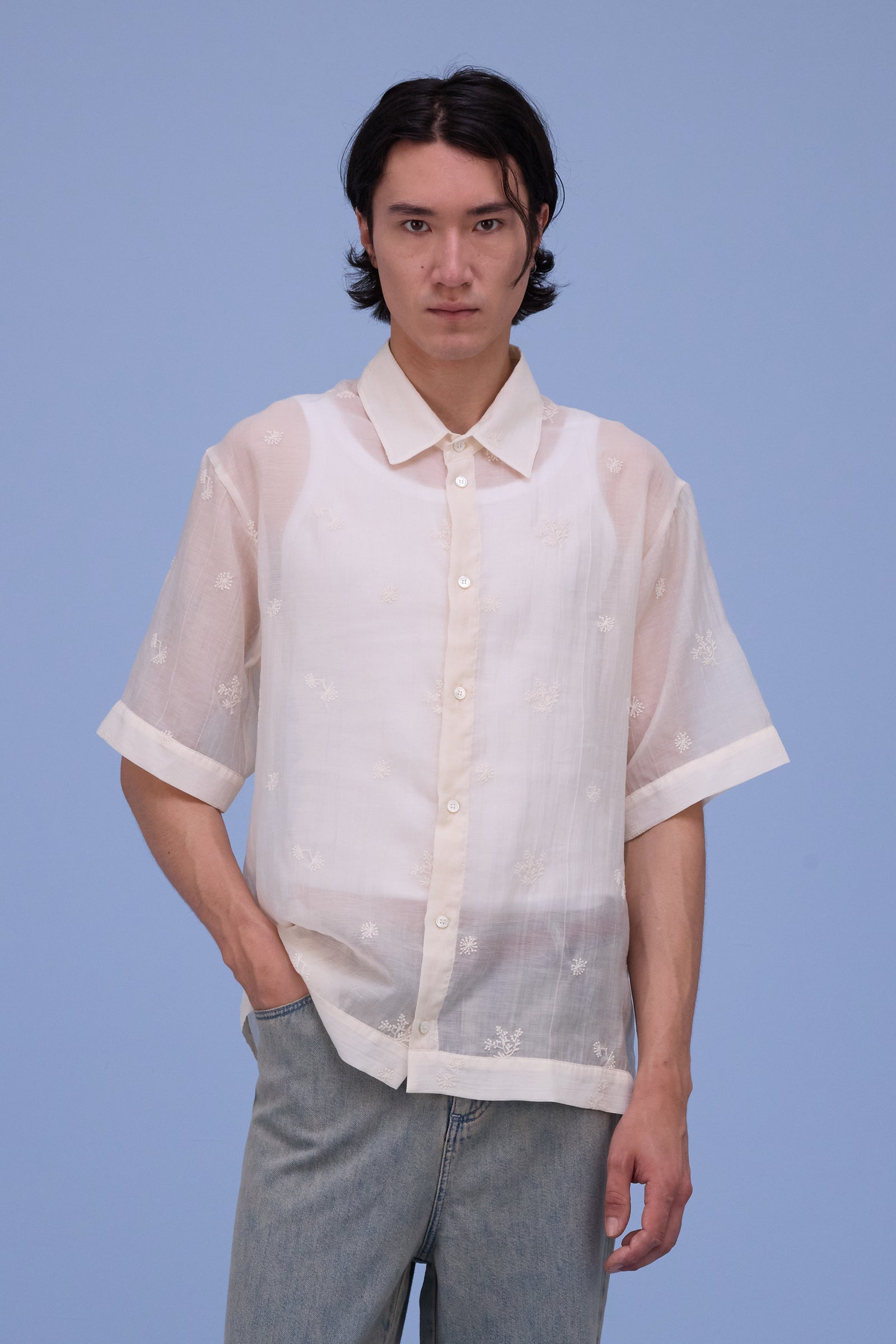 Hensley hemd in ecru verbena