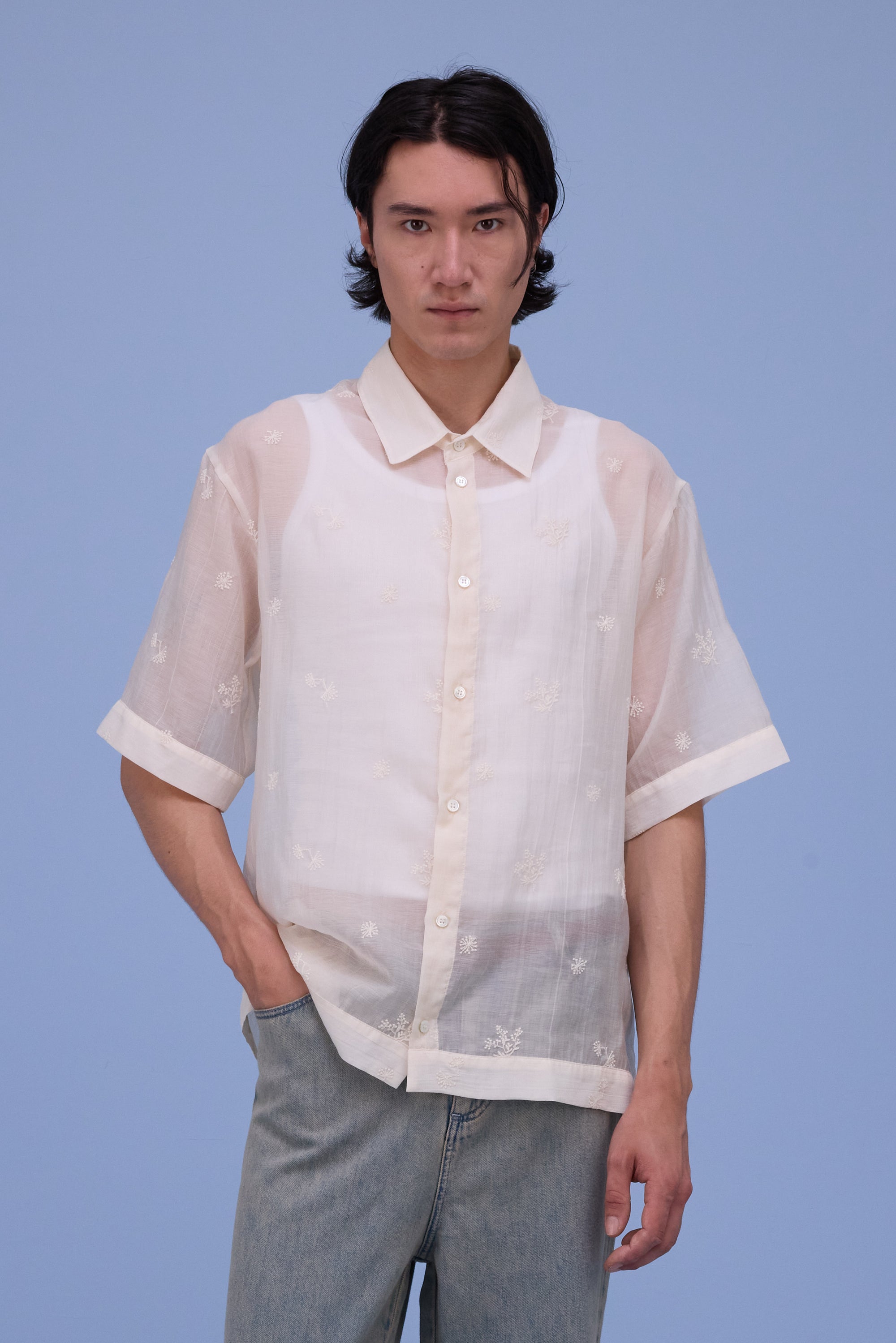 Hensley hemd in ecru verbena