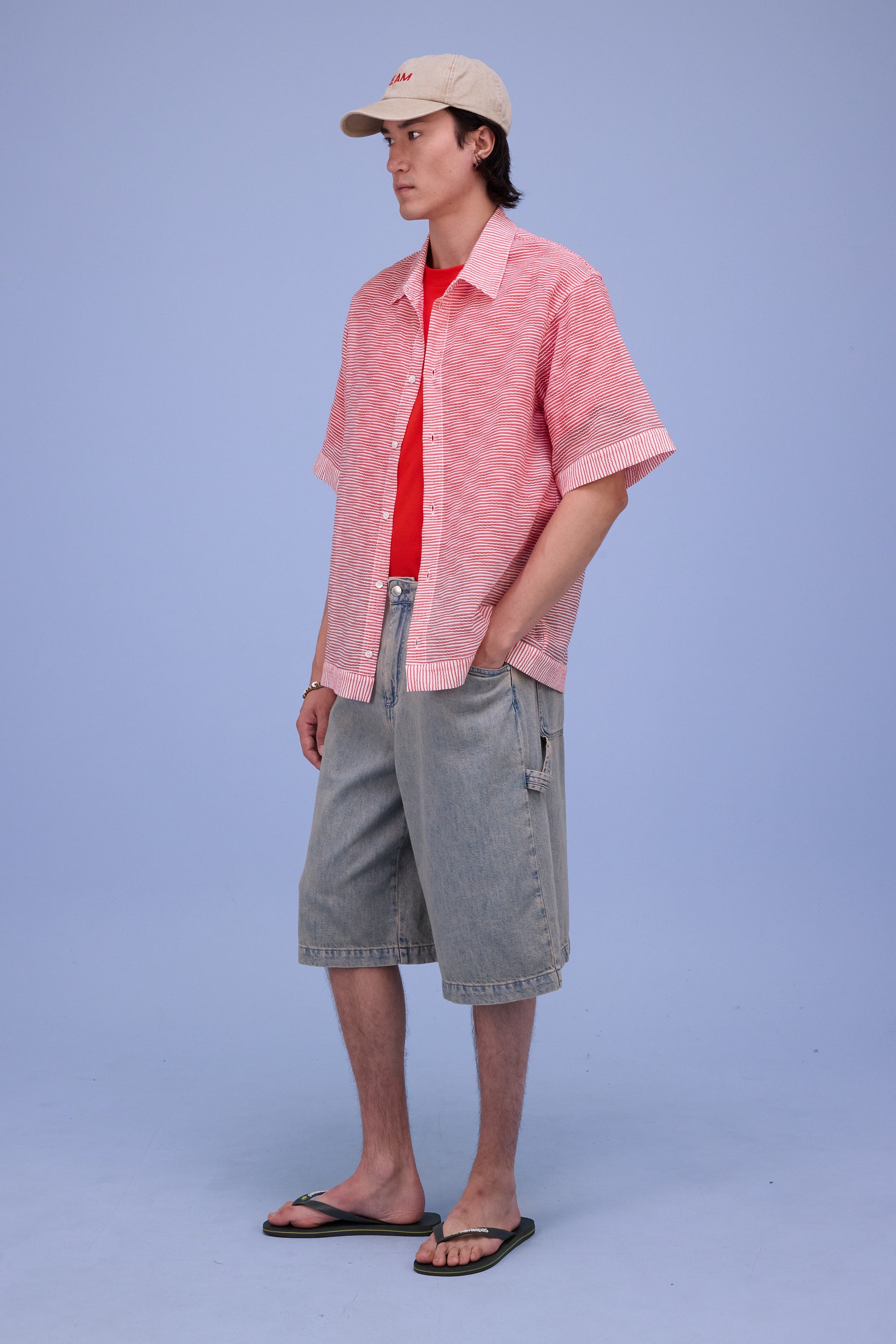 Hensley hemd in red transparant stripes