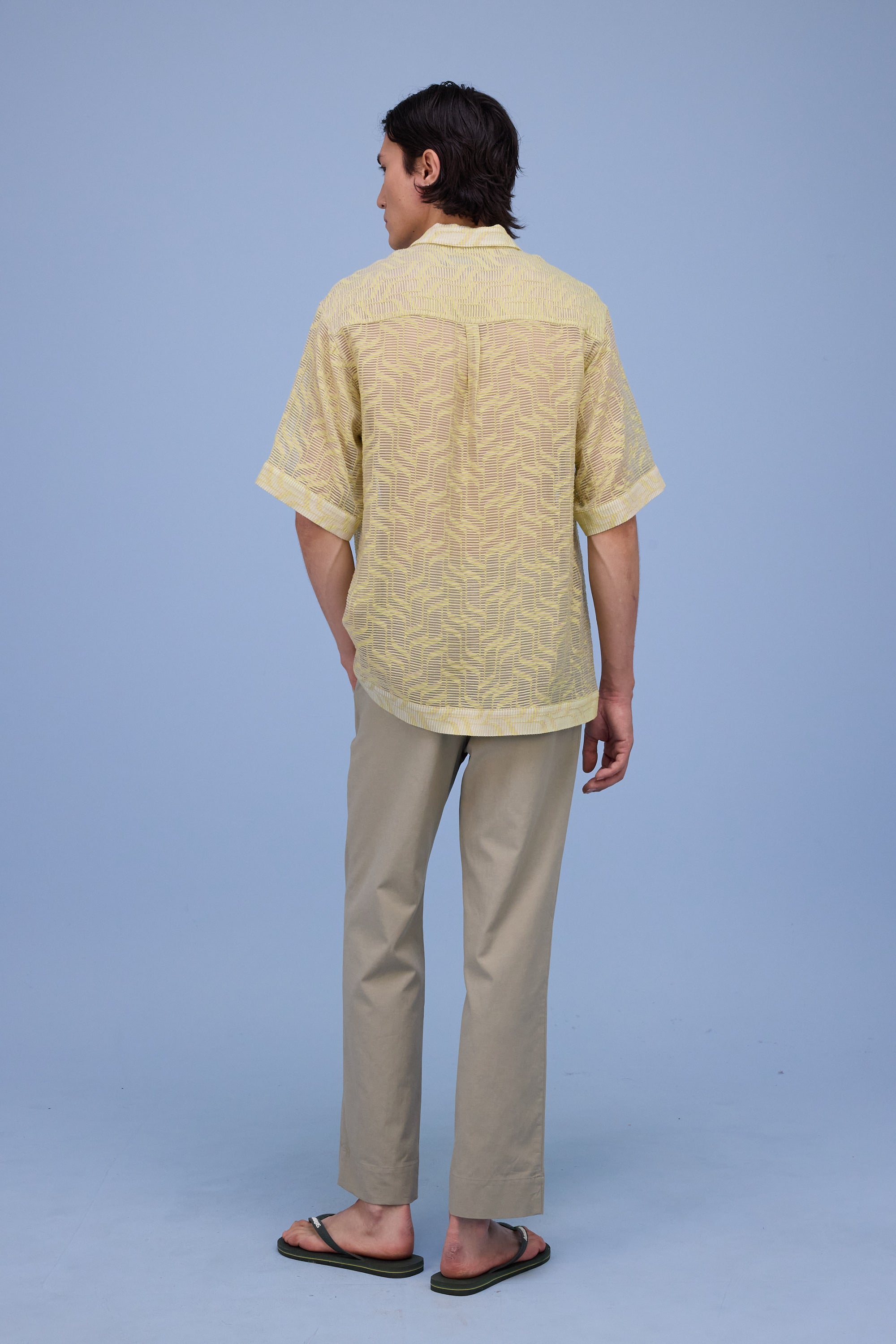 Hensley hemd in transparant stripes lime