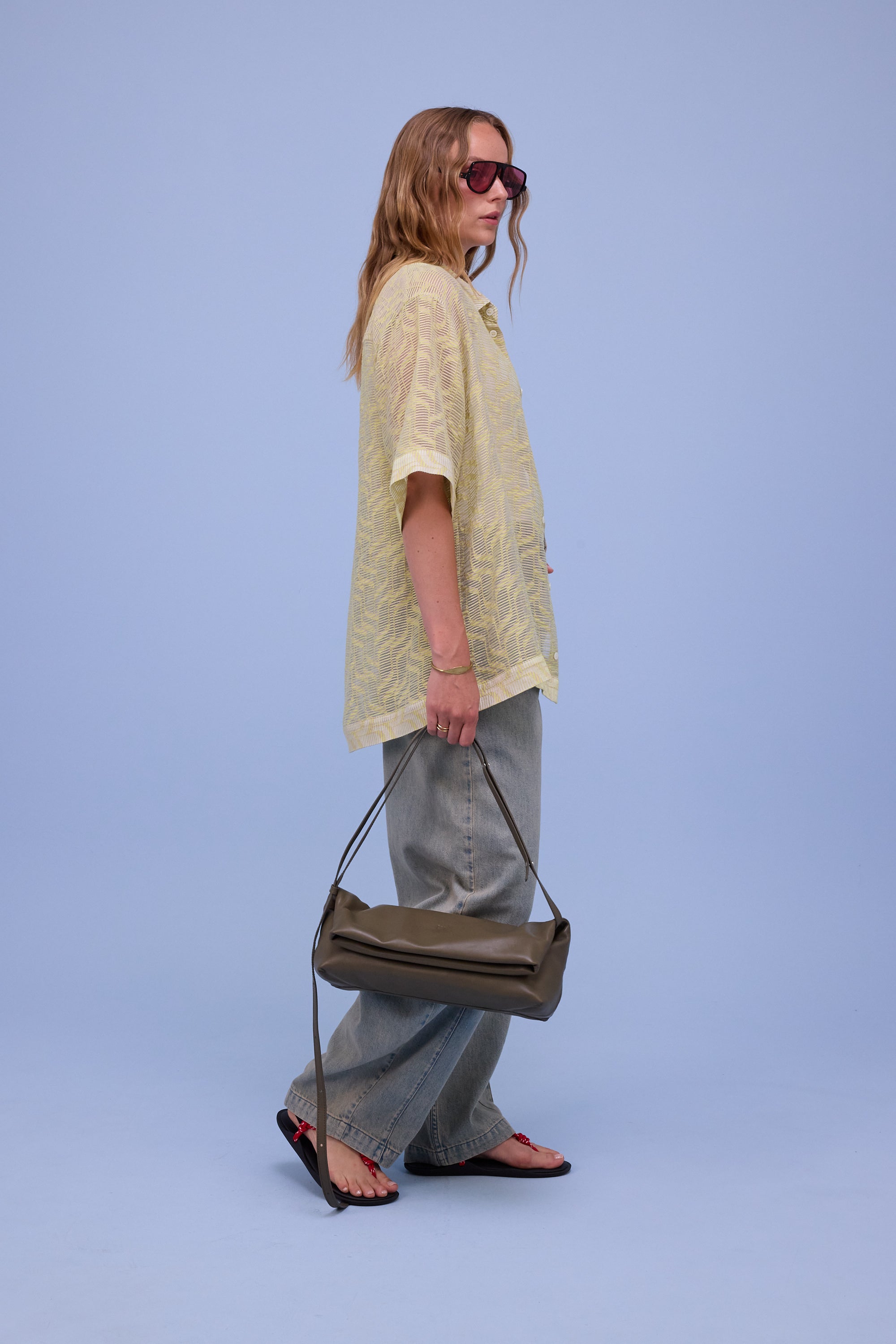 Hensley hemd in transparant stripes lime